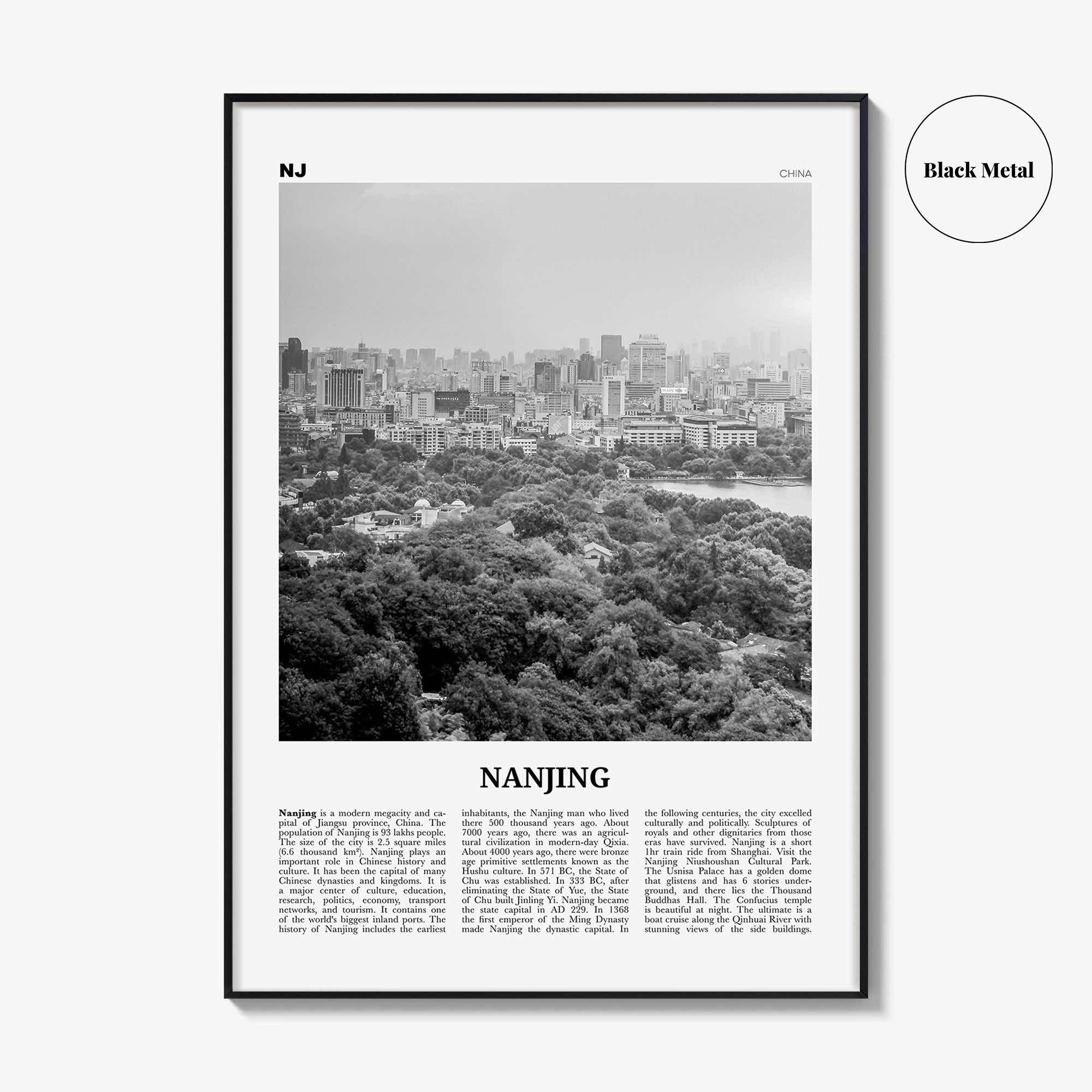 Nanjing Print Black and White, Nanjing Wall Art, Nanjing Poster, Nanjing Photo, Nanjing Wall Décor, Nanjing Map, China