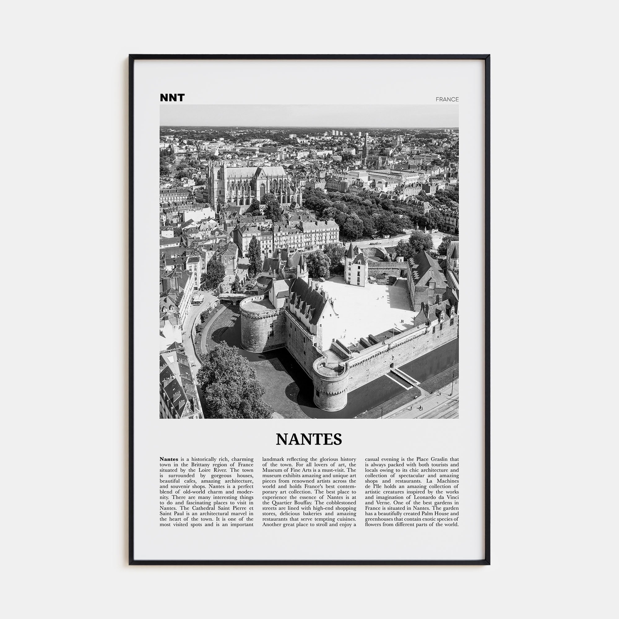 Nantes Travel B&W Poster