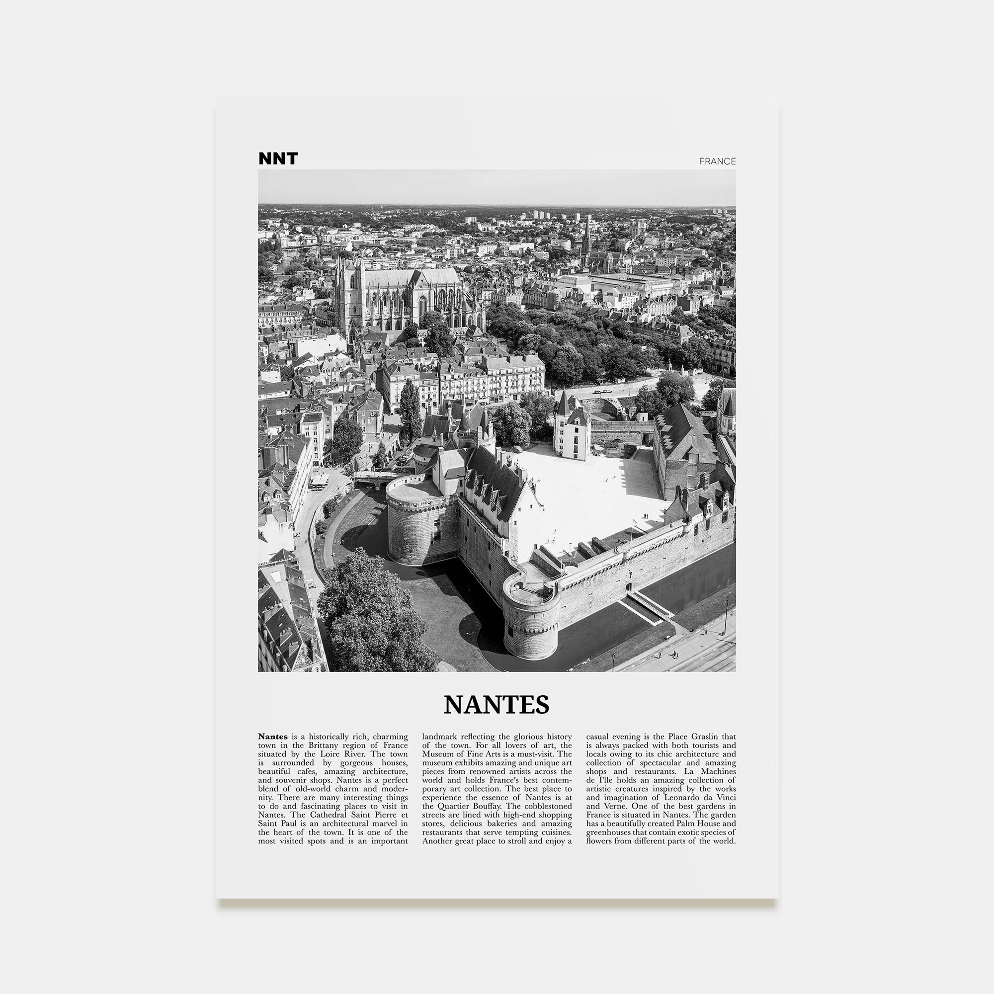 Nantes Travel B&W Poster