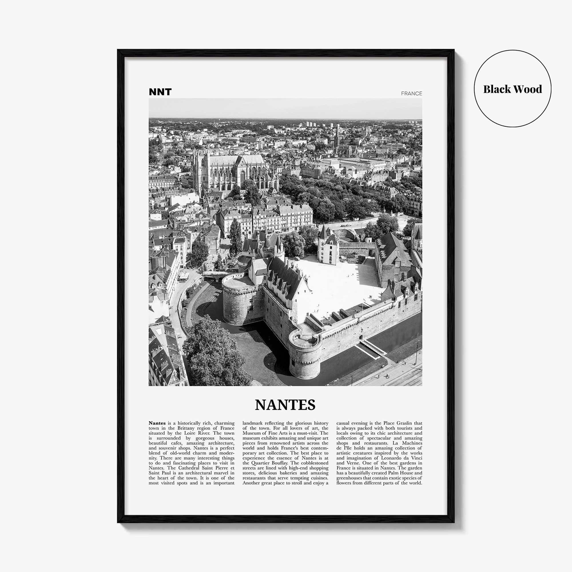 Nantes Print Black and White, Nantes Wall Art, Nantes Poster, Nantes Photo, Nantes Wall Décor, France, Pays de la Loire
