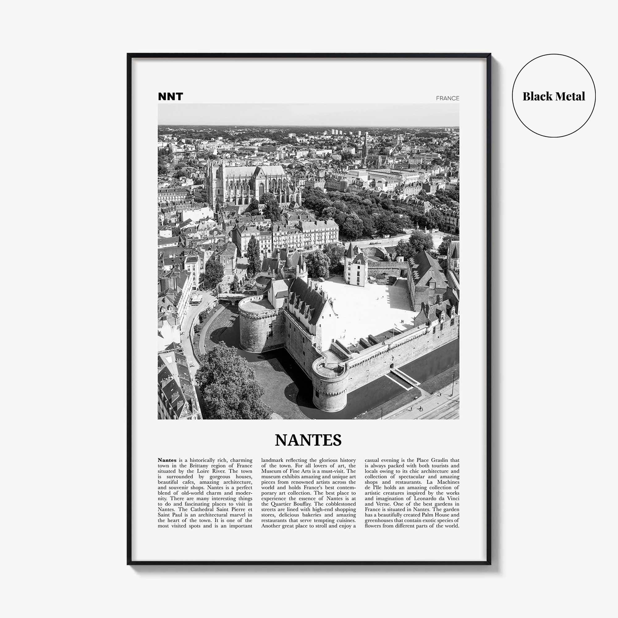 Nantes Print Black and White, Nantes Wall Art, Nantes Poster, Nantes Photo, Nantes Wall Décor, France, Pays de la Loire