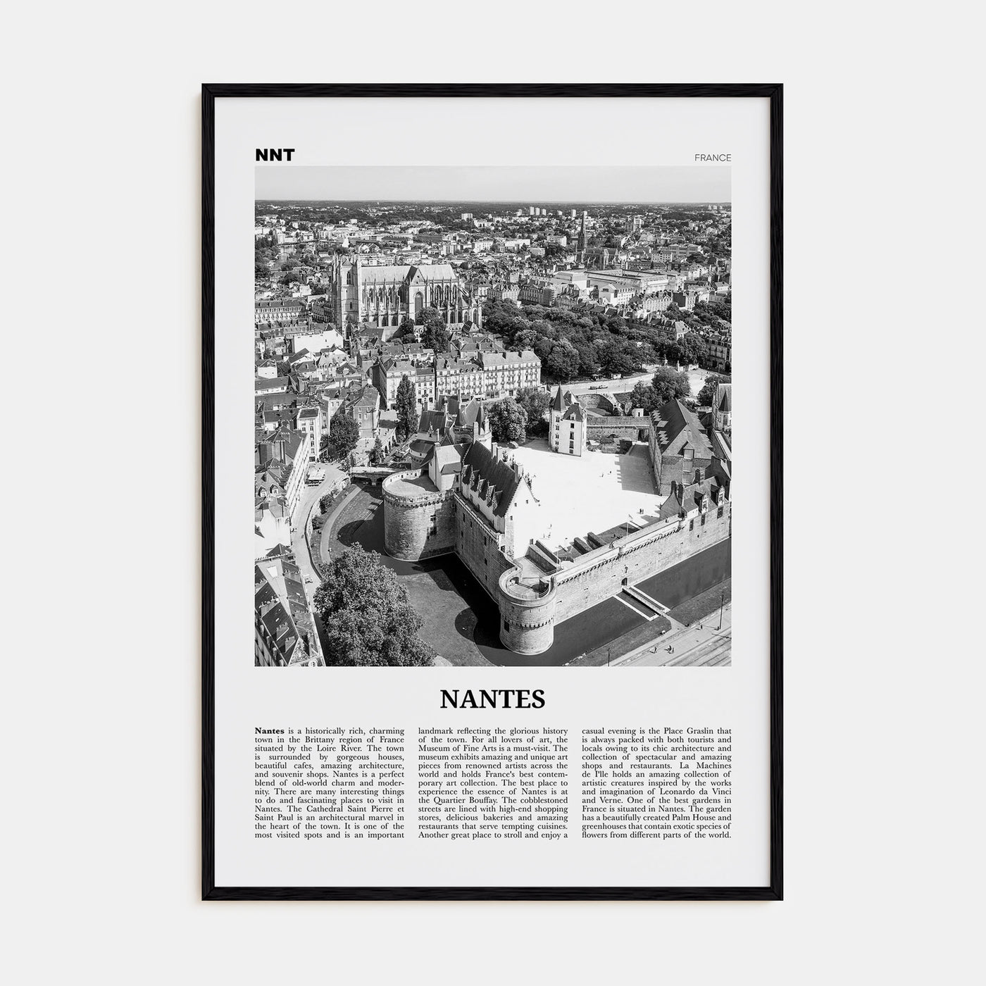 Nantes Travel B&W Poster