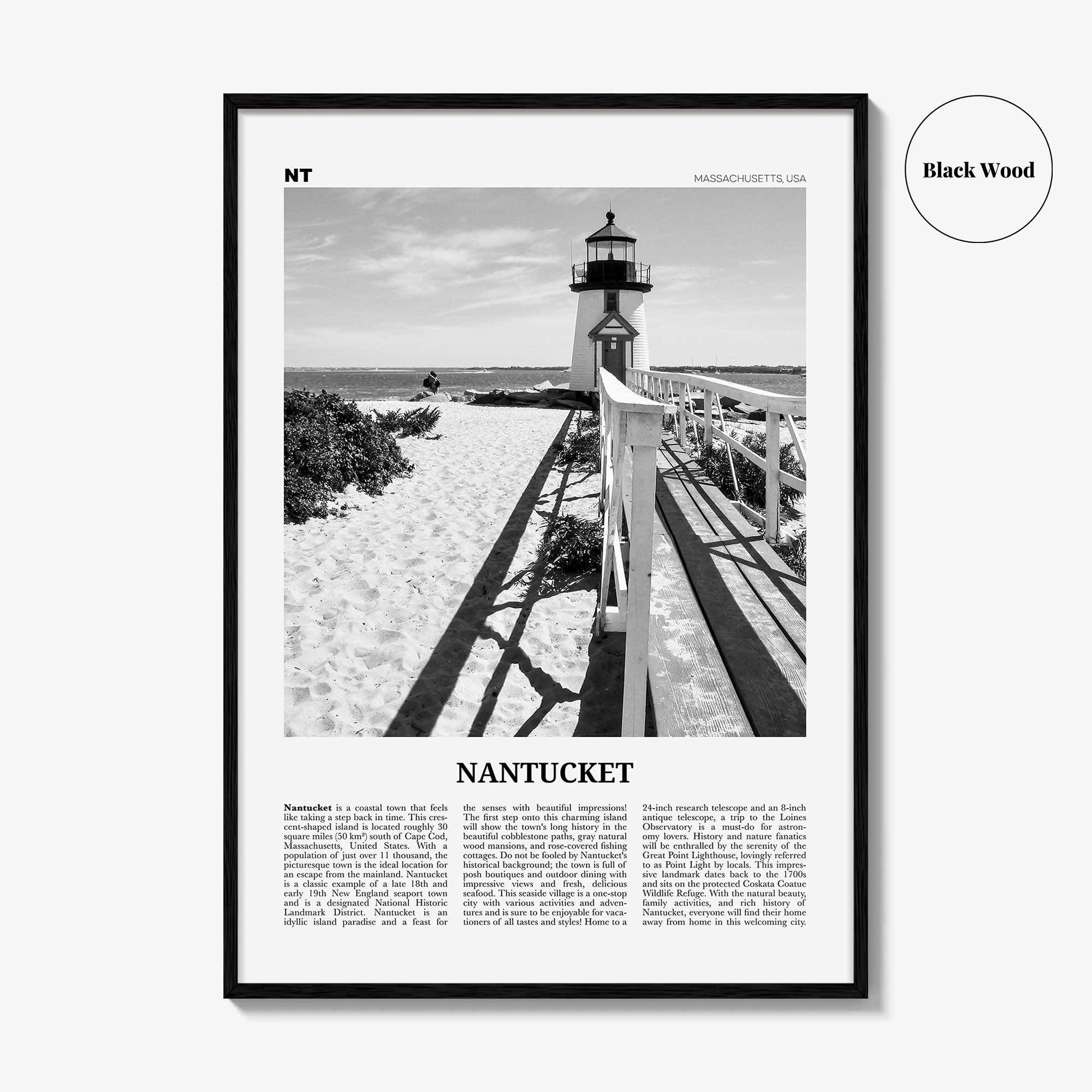 Nantucket Print Black and White, Nantucket Wall Art, Nantucket Poster, Nantucket Photo, Nantucket Wall Décor, Massachusetts, USA