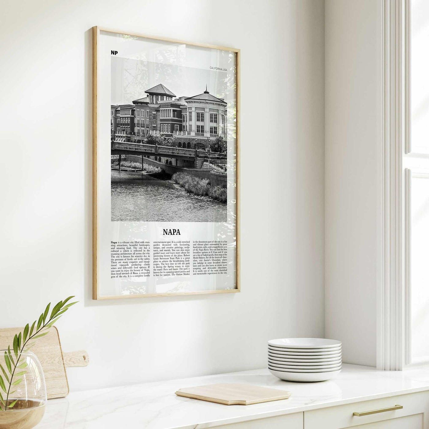 Napa Print Black and White, Napa Wall Art, Napa Poster, Napa Photo, Napa Wall Décor, California, USA, United States