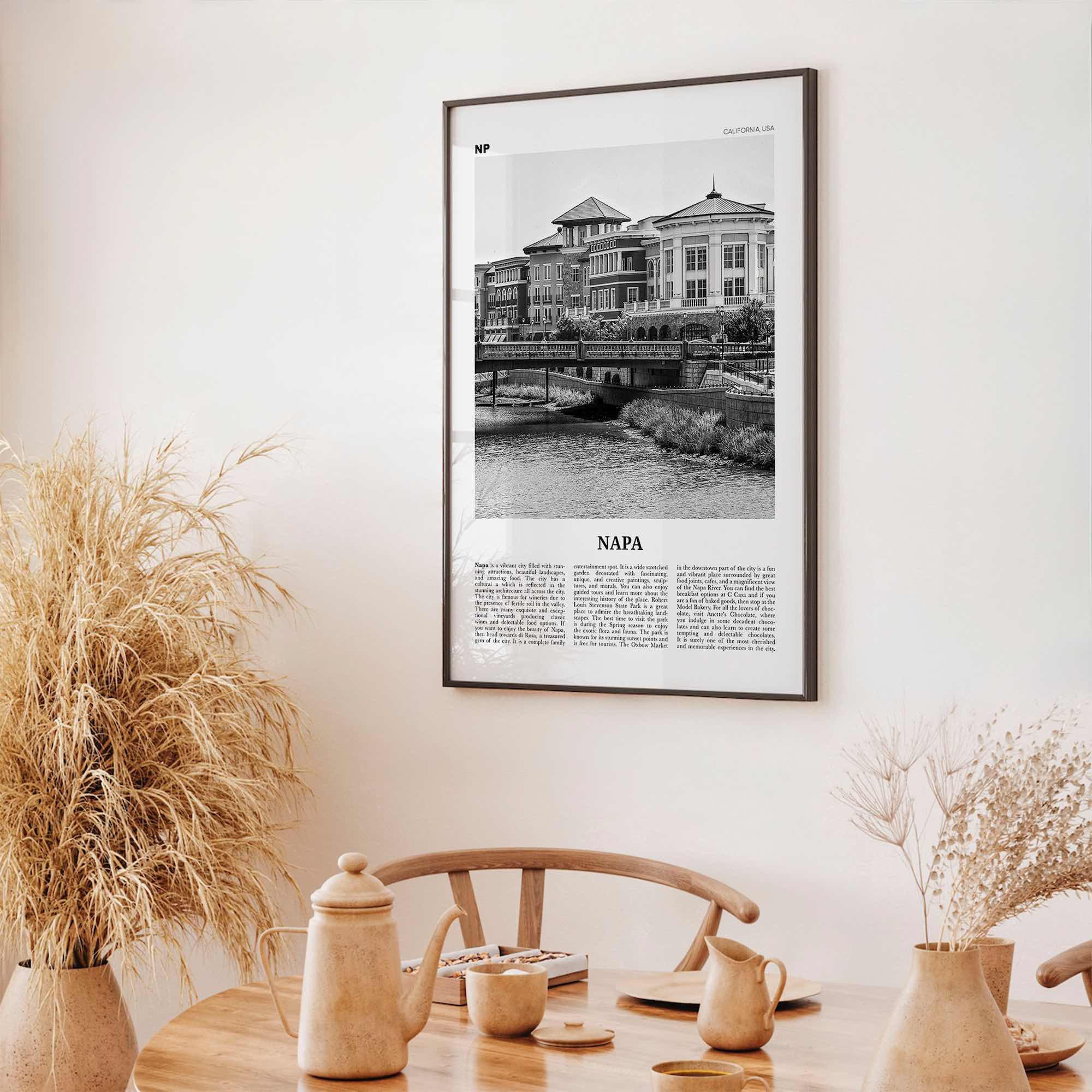 Napa Print Black and White, Napa Wall Art, Napa Poster, Napa Photo, Napa Wall Décor, California, USA, United States