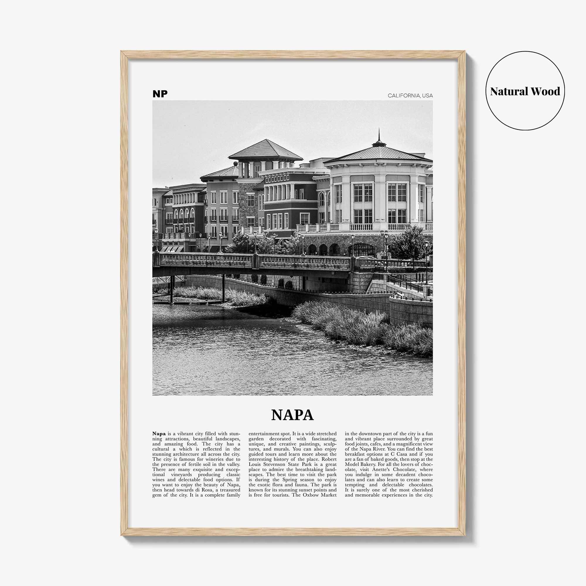 Napa Print Black and White, Napa Wall Art, Napa Poster, Napa Photo, Napa Wall Décor, California, USA, United States