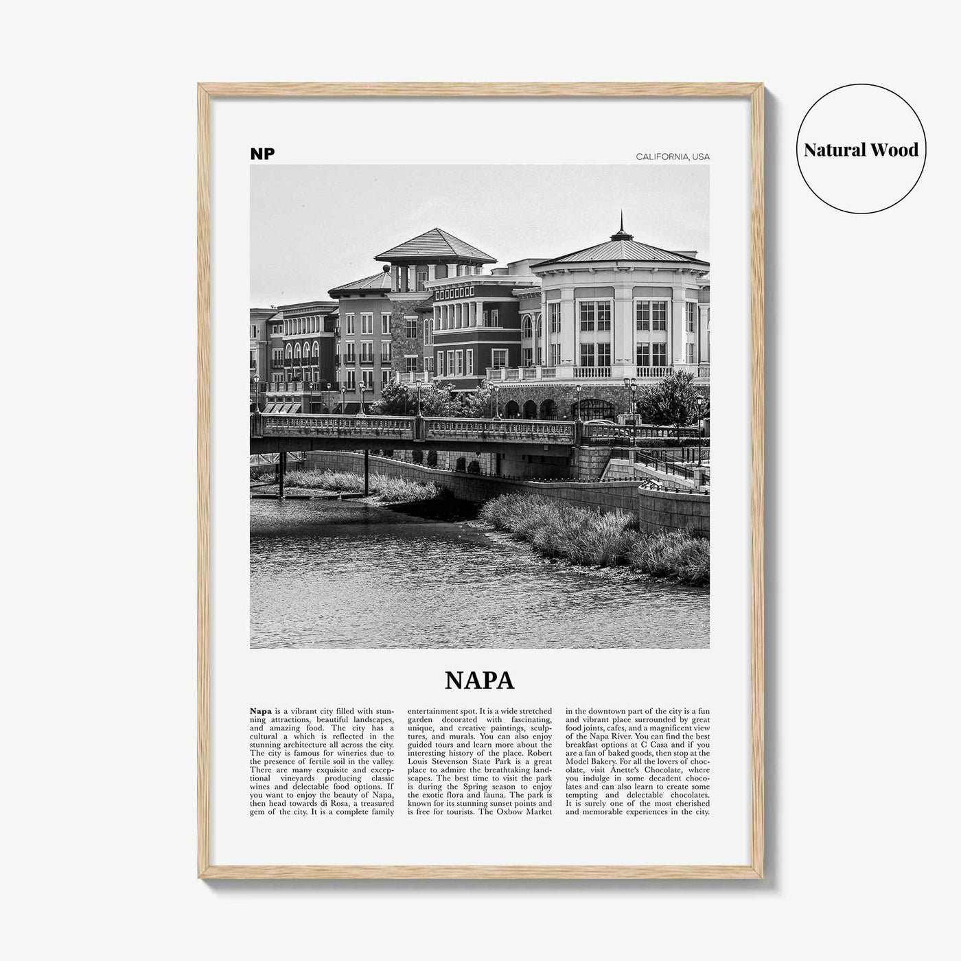 Napa Print Black and White, Napa Wall Art, Napa Poster, Napa Photo, Napa Wall Décor, California, USA, United States