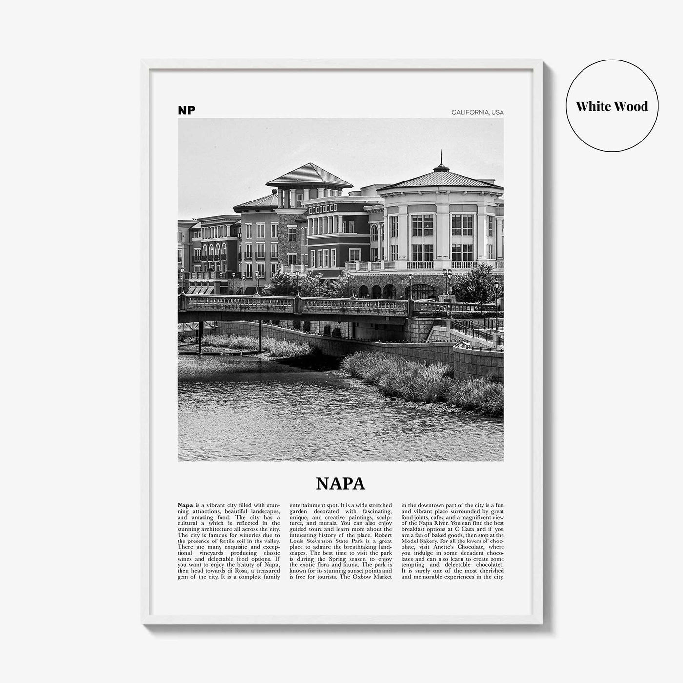 Napa Print Black and White, Napa Wall Art, Napa Poster, Napa Photo, Napa Wall Décor, California, USA, United States
