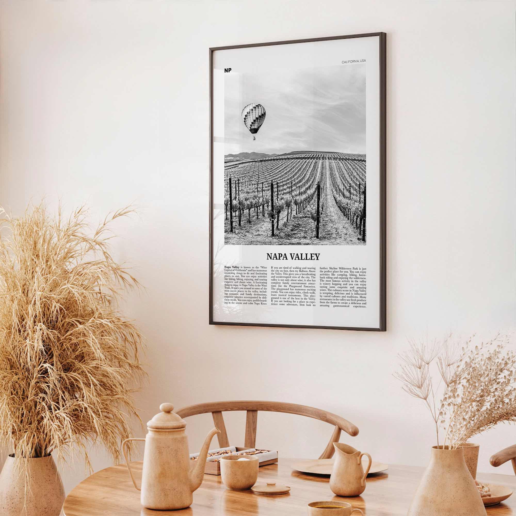 Napa Valley Print Black and White, Napa Valley Wall Art, Napa Valley Poster, Napa Valley Photo, California, USA, United States
