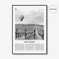 Napa Valley Print Black and White, Napa Valley Wall Art, Napa Valley Poster, Napa Valley Photo, California, USA, United States