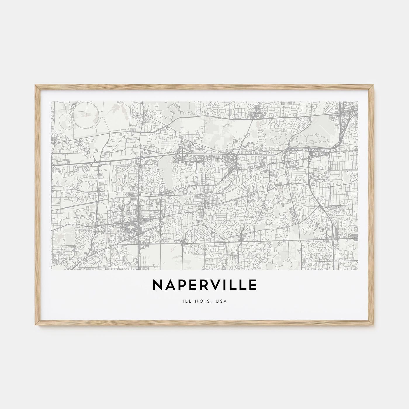 Naperville Map Landscape Poster
