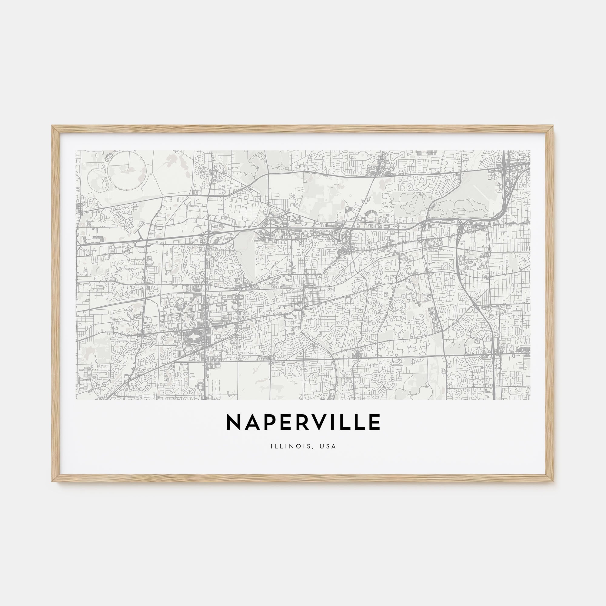 Naperville Map Landscape Poster