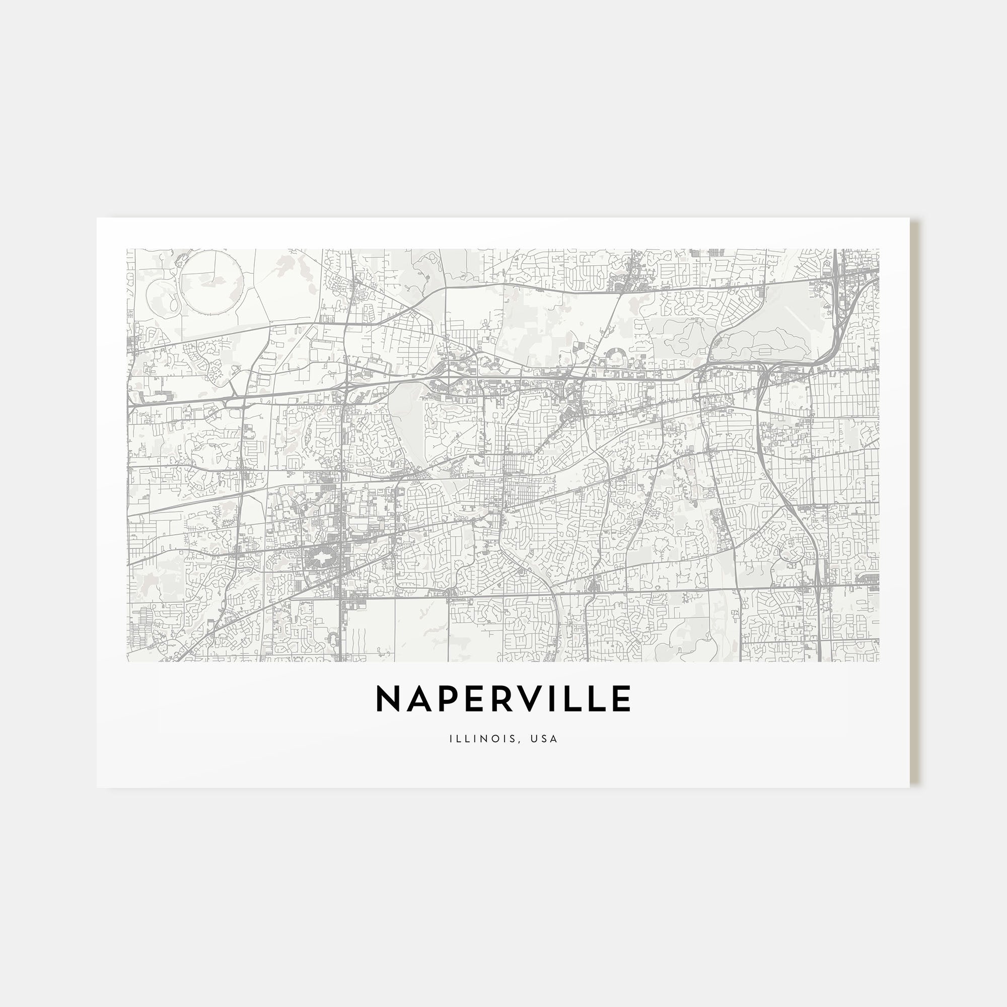 Naperville Map Landscape Poster