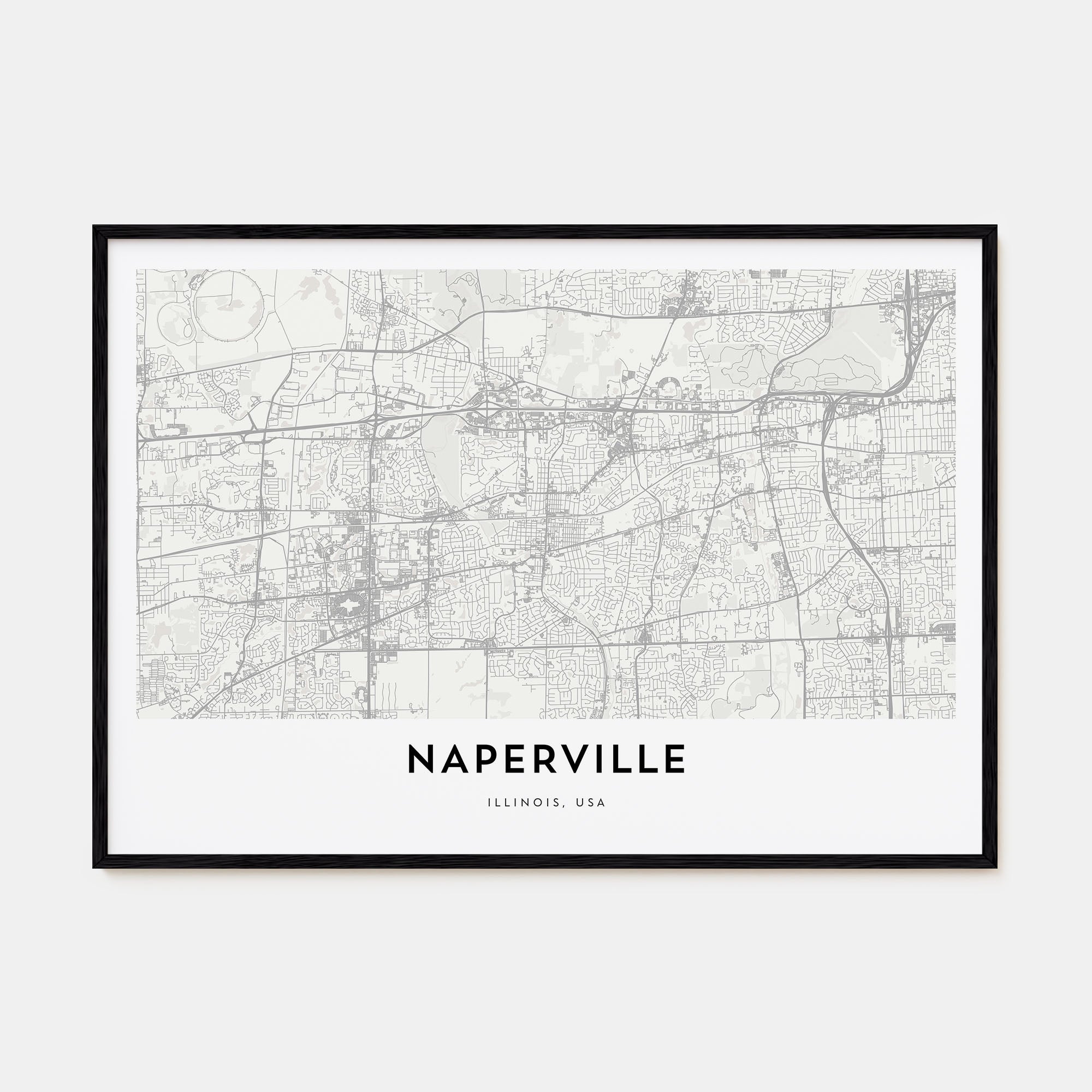 Naperville Map Landscape Poster
