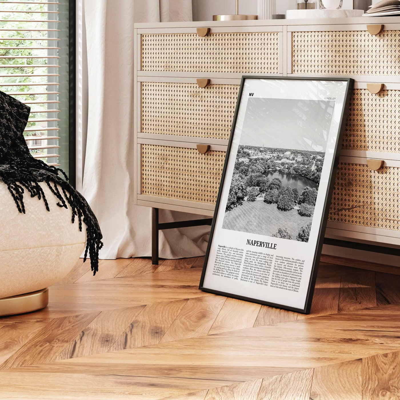 Naperville Print Black and White, Naperville Wall Art, Naperville Poster, Naperville Photo, Naperville Map, Illinois, USA, United States