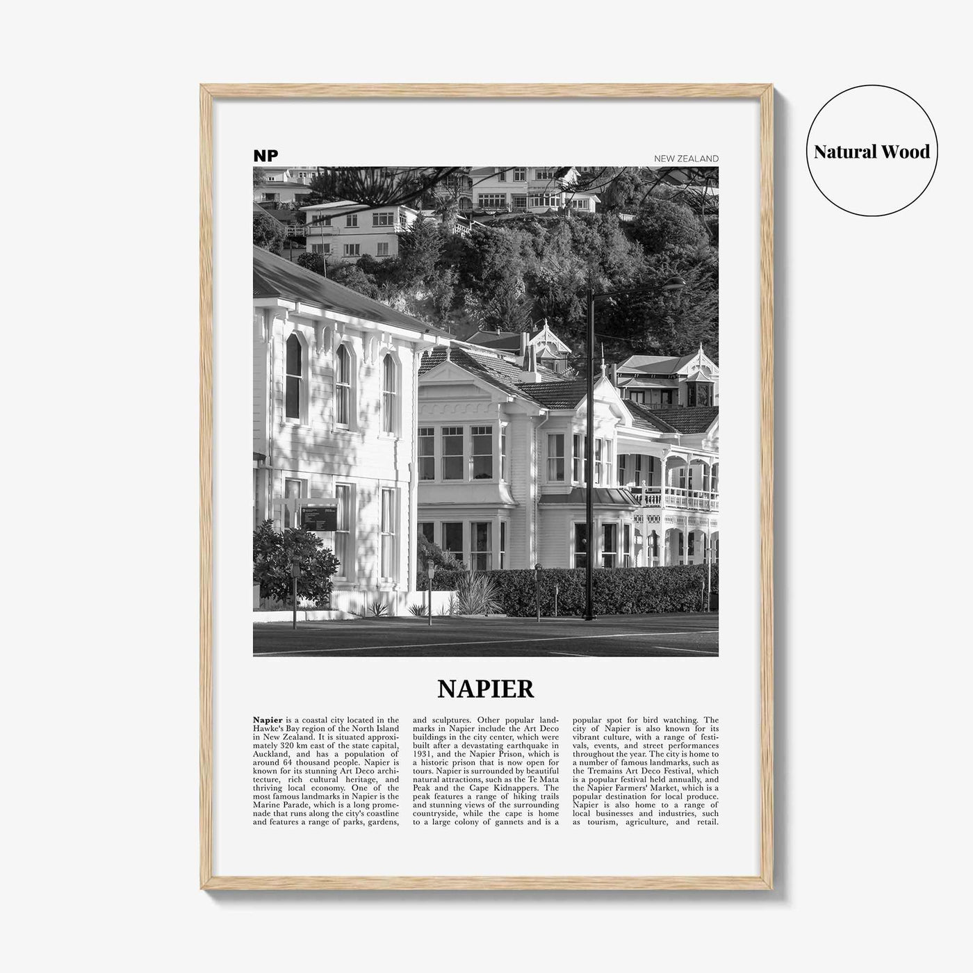Napier Print Black and White, Napier Wall Art, Napier Poster, Napier Photo, Napier Wall Décor, Napier Map, New Zealand