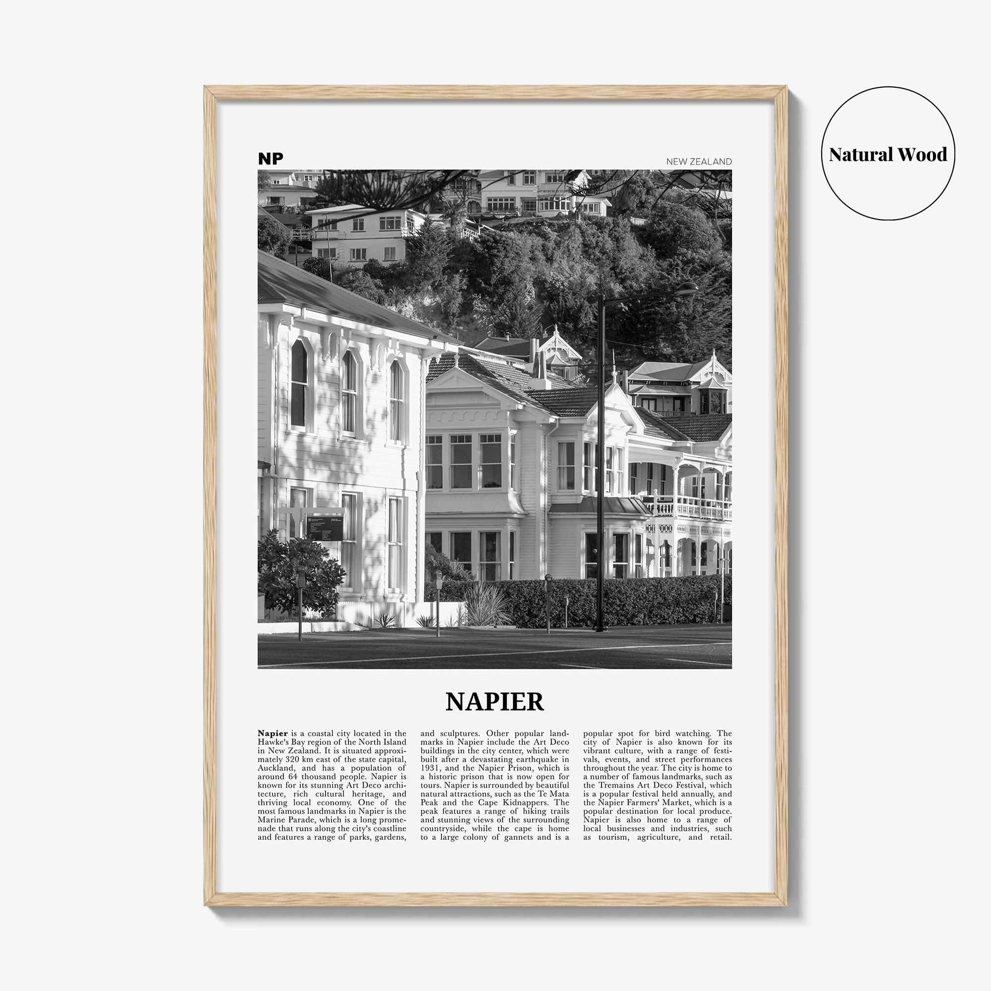 Napier Print Black and White, Napier Wall Art, Napier Poster, Napier Photo, Napier Wall Décor, Napier Map, New Zealand