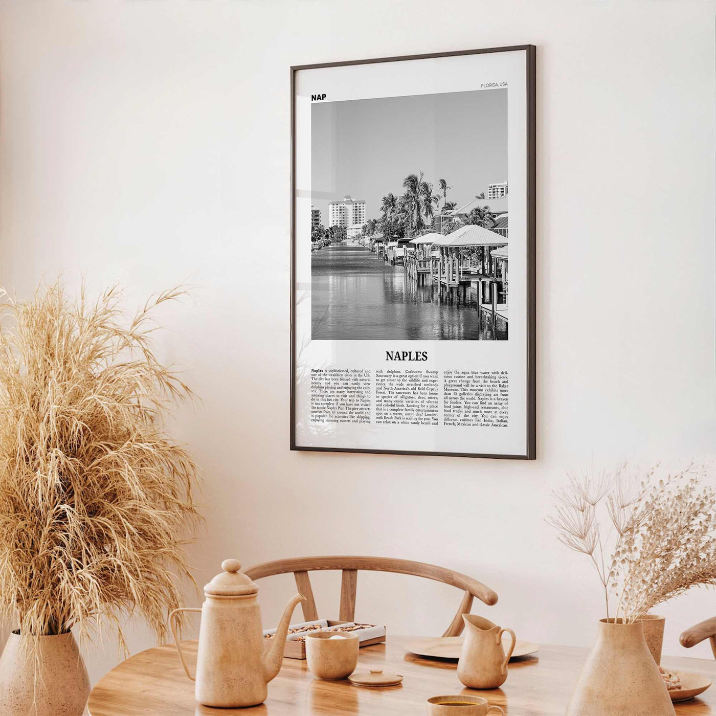 Naples Print Black and White Florida, Naples Wall Art, Naples Poster, Naples Photo, Naples Wall Décor, USA, United States