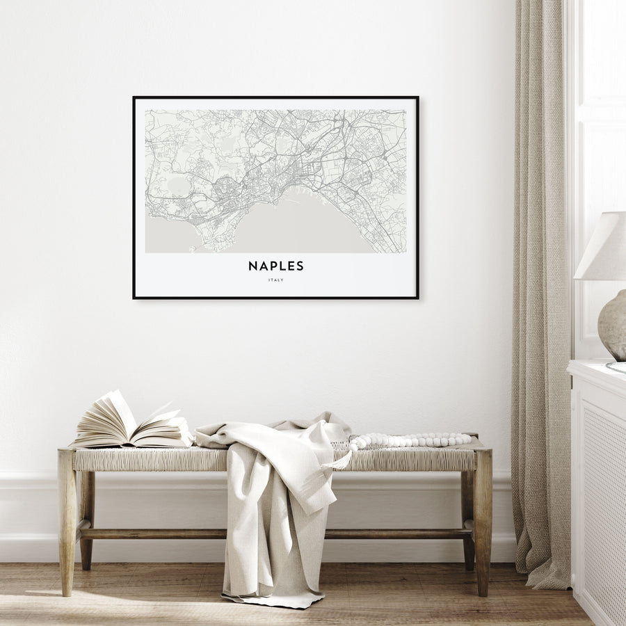 Naples, Italy Map Landscape Poster