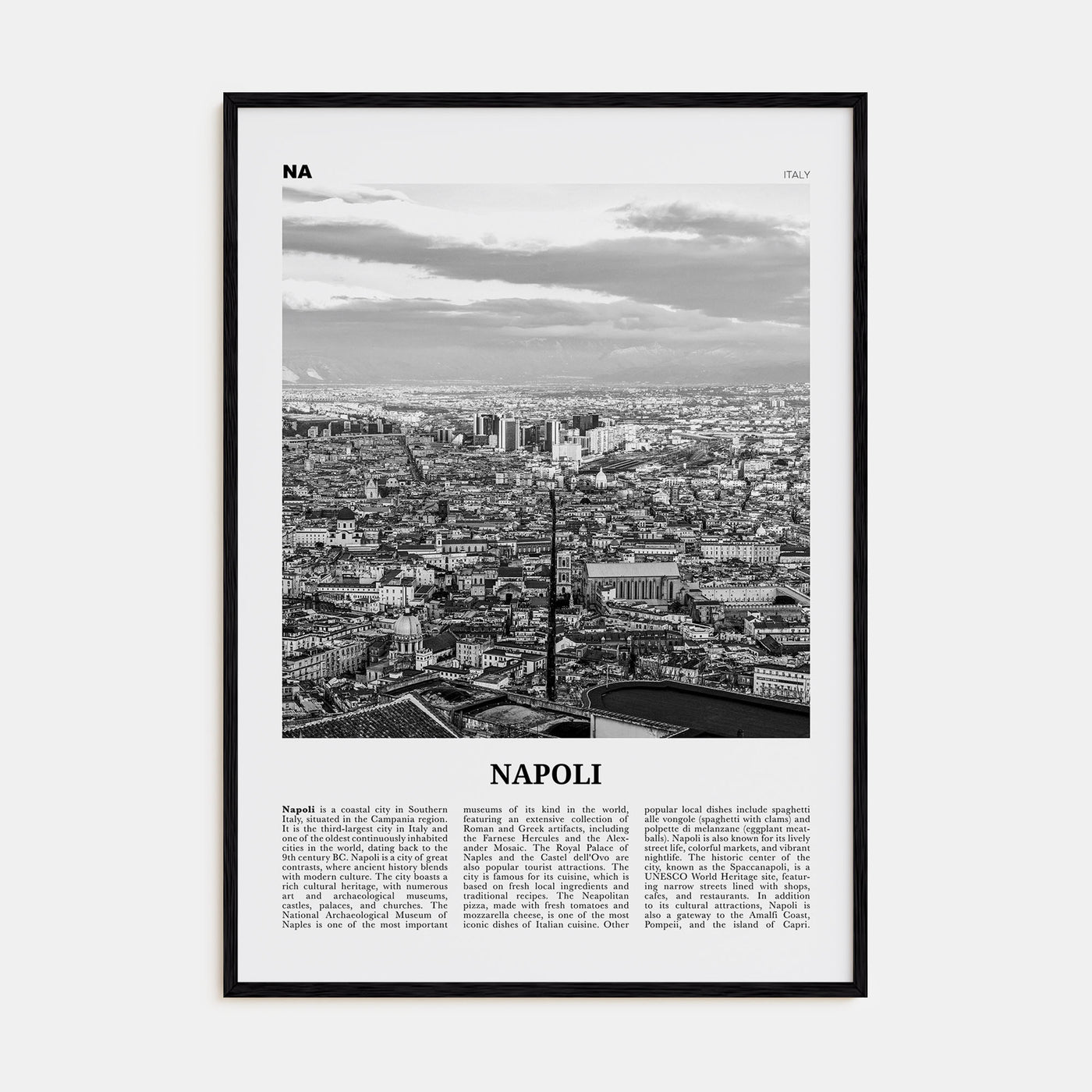 Napoli Travel B&W Poster