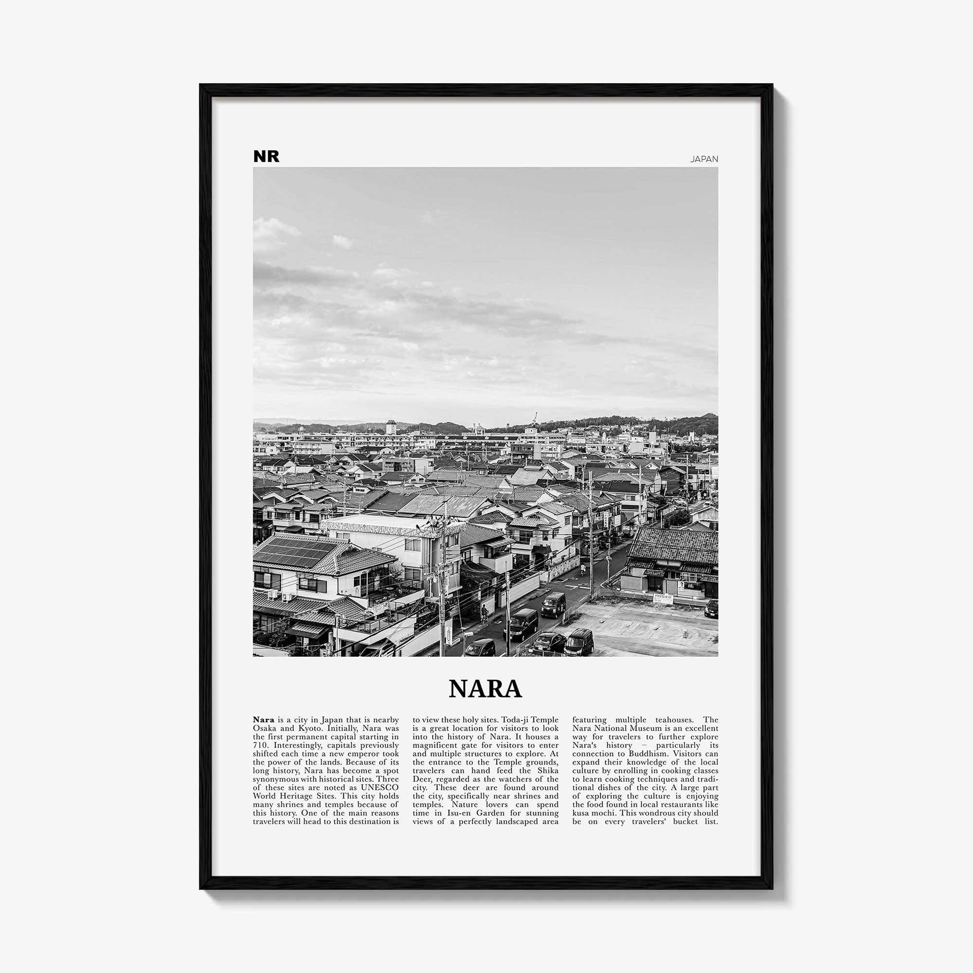 Nara Print Black and White, Nara Wall Art, Nara Poster, Nara Photo, Nara Wall Décor, Nara Map, Japan