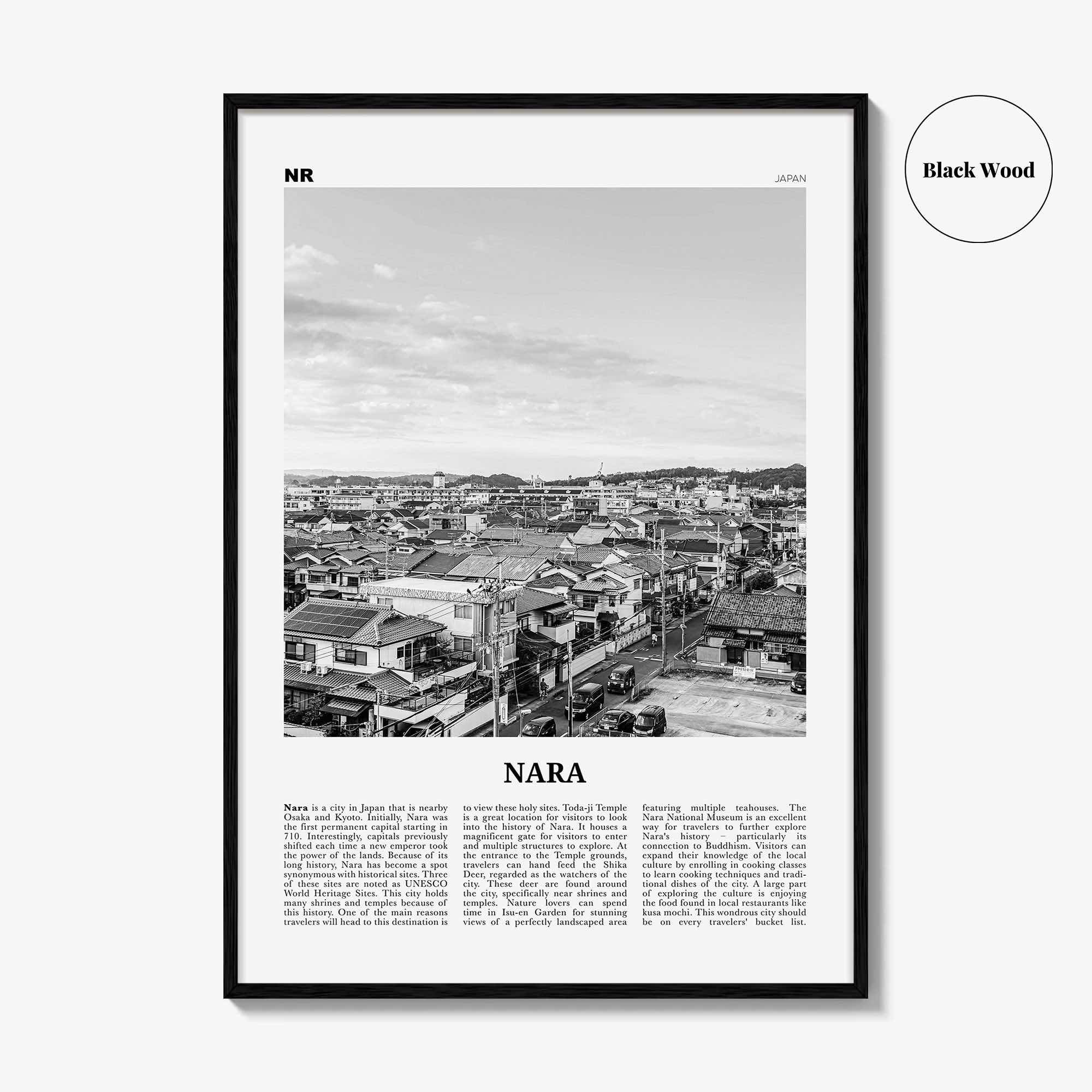 Nara Print Black and White, Nara Wall Art, Nara Poster, Nara Photo, Nara Wall Décor, Nara Map, Japan