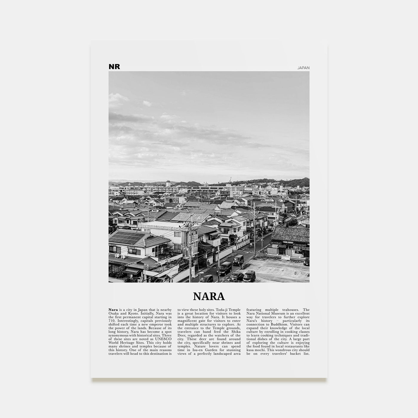 Nara Travel B&W Poster