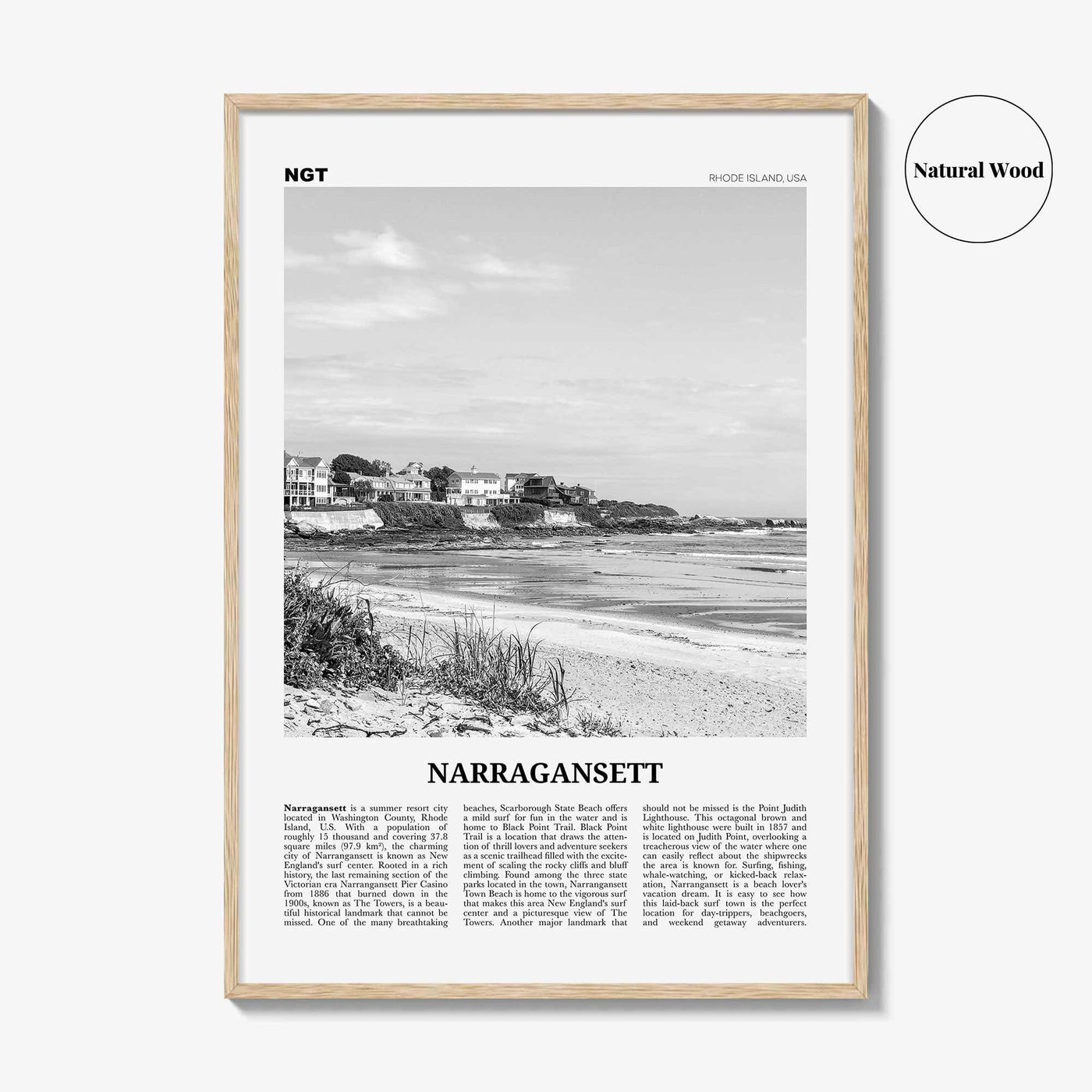 Narragansett Print Black and White No 1, Narragansett Wall Art, Narragansett Poster, Narragansett Photo, Narragansett Décor, Rhode Island