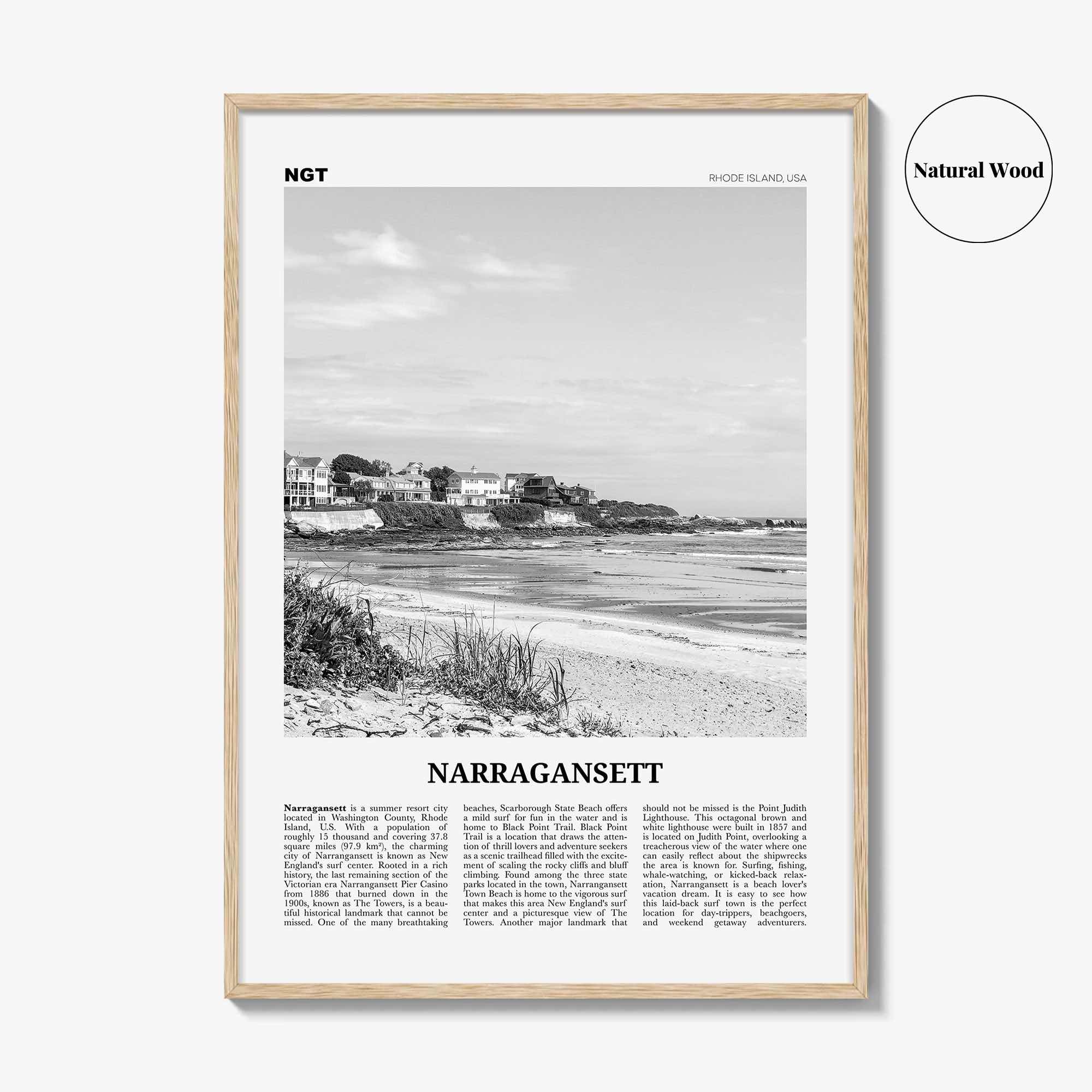 Narragansett Print Black and White No 1, Narragansett Wall Art, Narragansett Poster, Narragansett Photo, Narragansett Décor, Rhode Island
