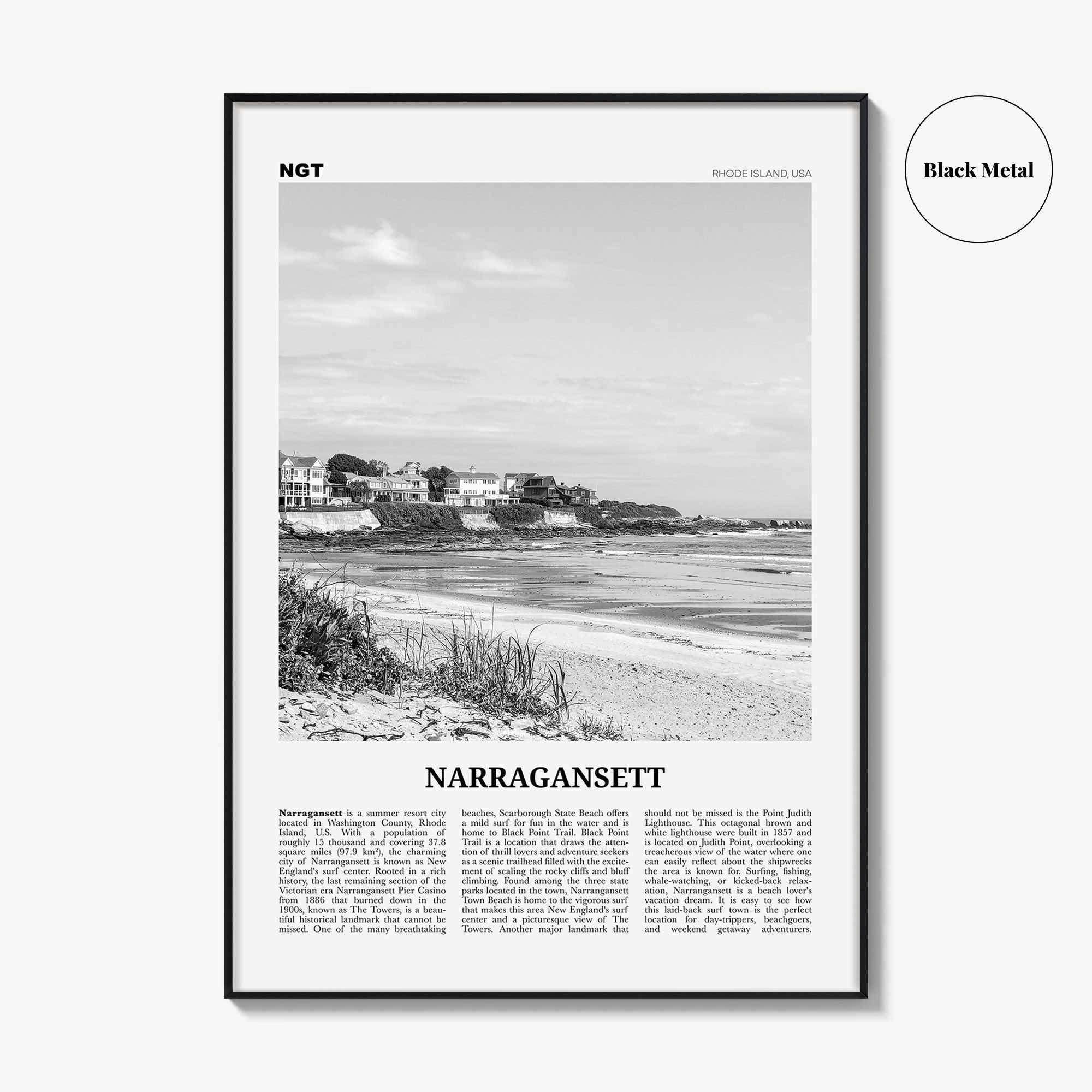 Narragansett Print Black and White No 1, Narragansett Wall Art, Narragansett Poster, Narragansett Photo, Narragansett Décor, Rhode Island
