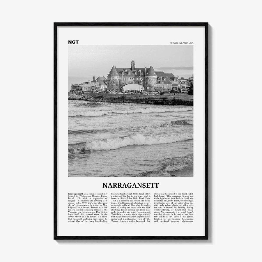 Narragansett Print Black and White No 2, Narragansett Wall Art, Narragansett Poster, Narragansett Photo, Narragansett Décor, Rhode Island