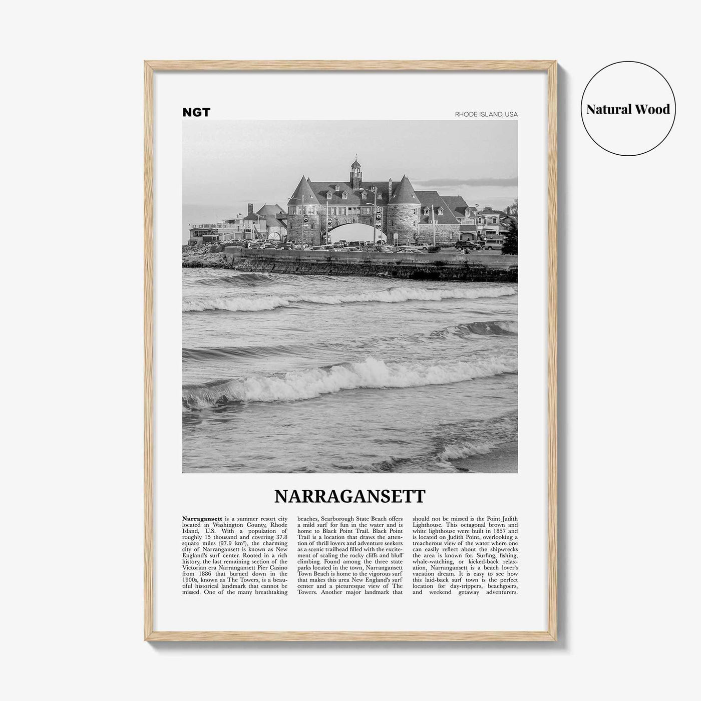 Narragansett Print Black and White No 2, Narragansett Wall Art, Narragansett Poster, Narragansett Photo, Narragansett Décor, Rhode Island