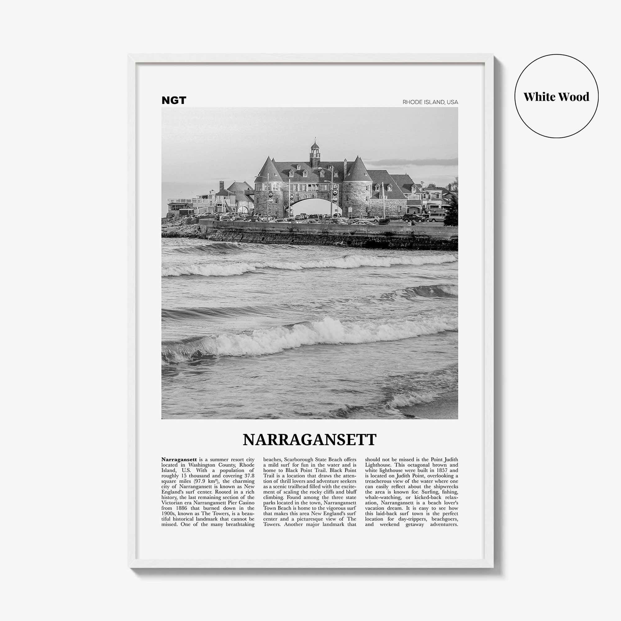 Narragansett Print Black and White No 2, Narragansett Wall Art, Narragansett Poster, Narragansett Photo, Narragansett Décor, Rhode Island