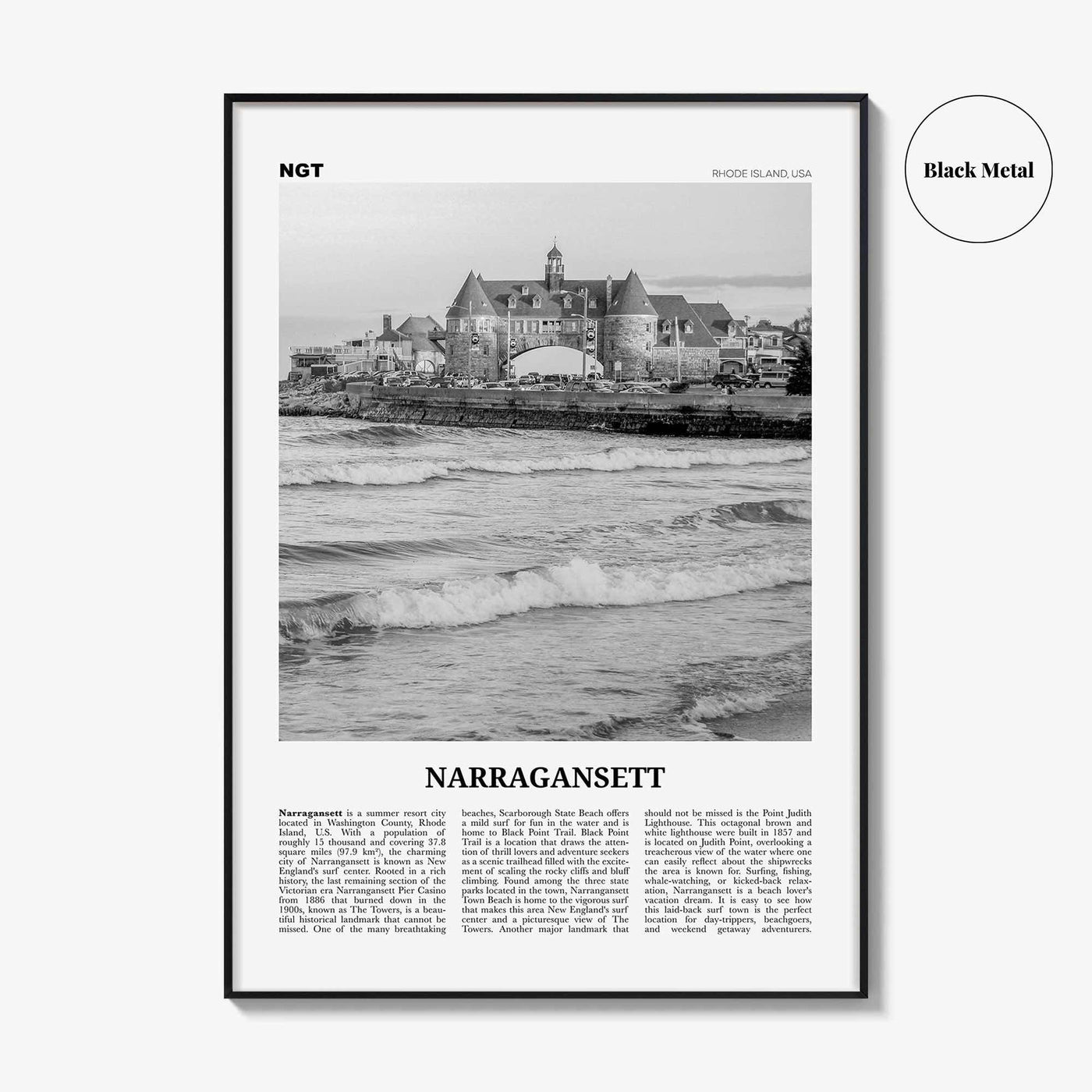 Narragansett Print Black and White No 2, Narragansett Wall Art, Narragansett Poster, Narragansett Photo, Narragansett Décor, Rhode Island