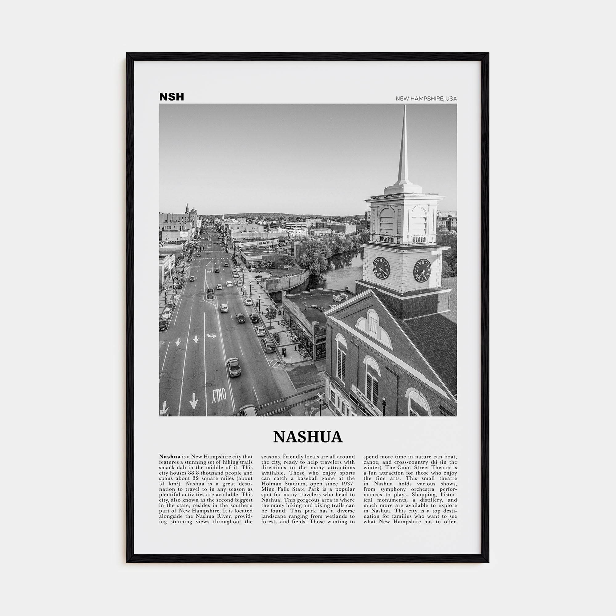 Nashua Travel B&W Poster