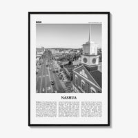 Nashua Print Black and White, Nashua Wall Art, Nashua Poster, Nashua Photo, Nashua Wall Décor, Nashua Map, New Hampshire, USA