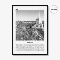 Nashua Print Black and White, Nashua Wall Art, Nashua Poster, Nashua Photo, Nashua Wall Décor, Nashua Map, New Hampshire, USA