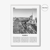 Nashua Print Black and White, Nashua Wall Art, Nashua Poster, Nashua Photo, Nashua Wall Décor, Nashua Map, New Hampshire, USA