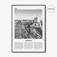 Nashua Print Black and White, Nashua Wall Art, Nashua Poster, Nashua Photo, Nashua Wall Décor, Nashua Map, New Hampshire, USA