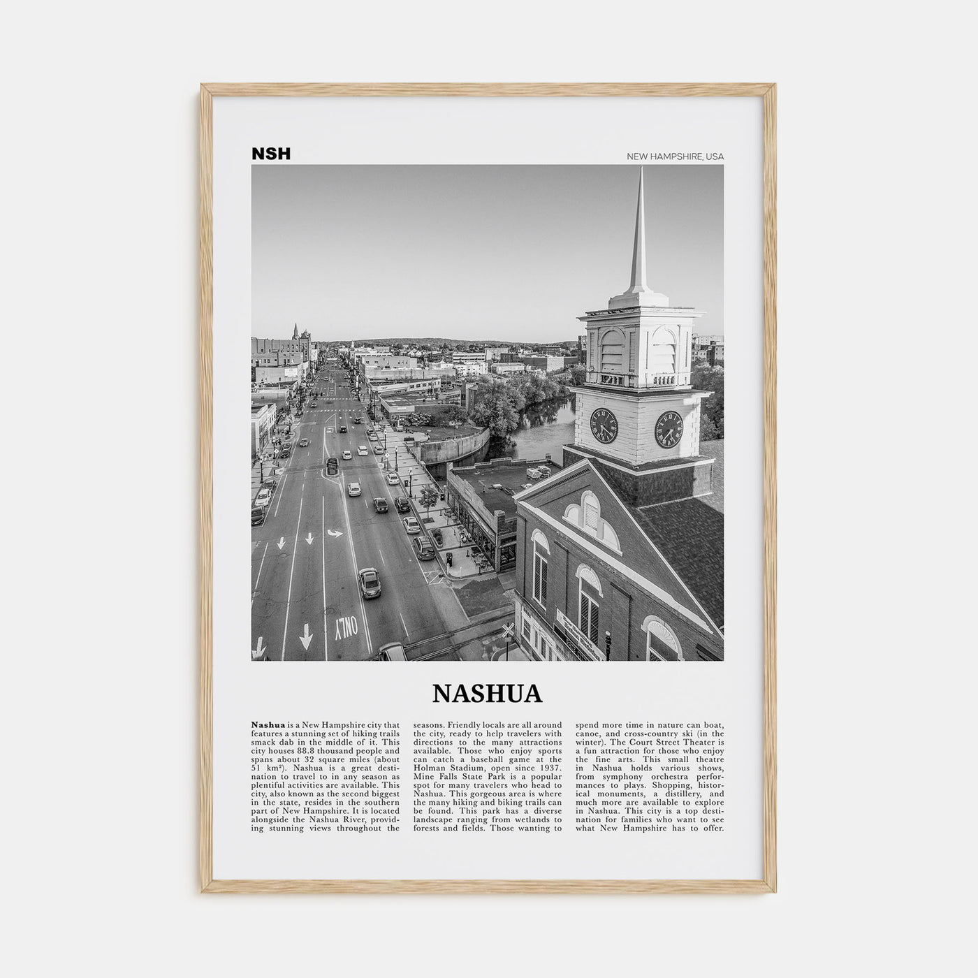 Nashua Travel B&W Poster