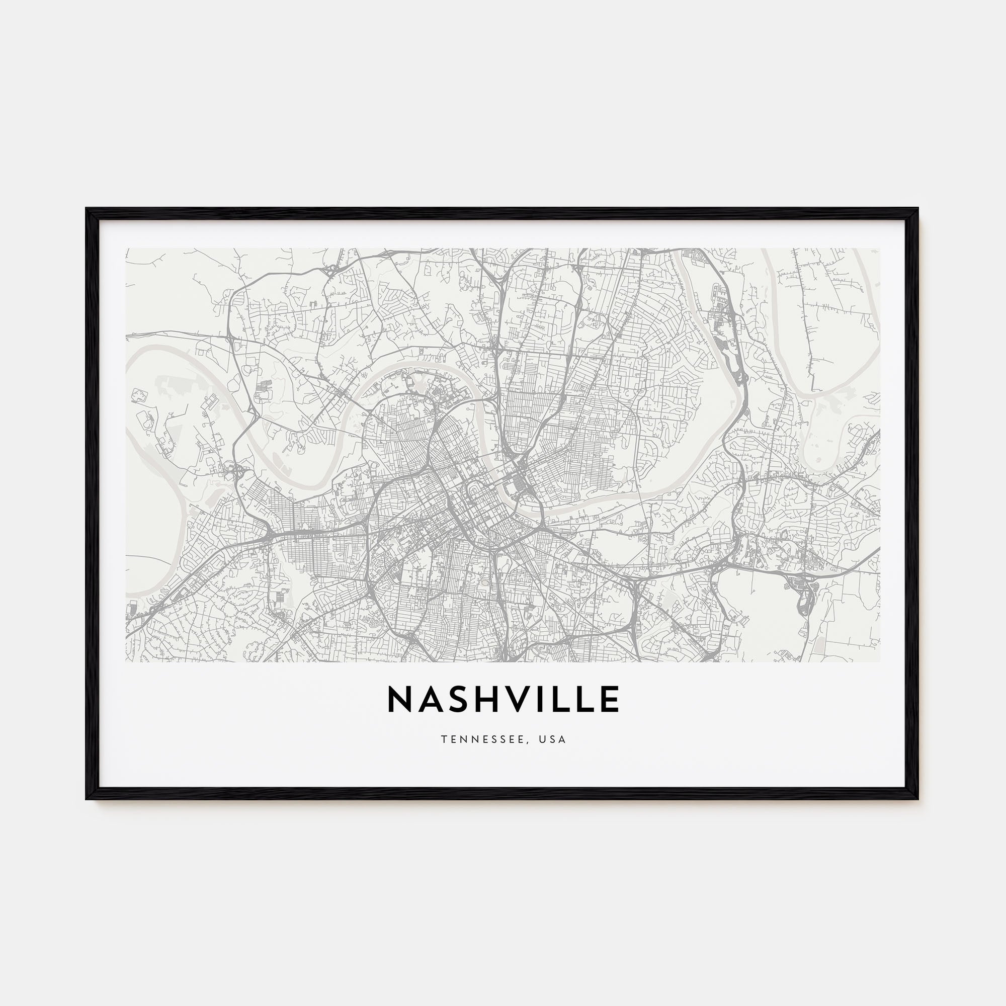 Nashville Map Landscape Poster