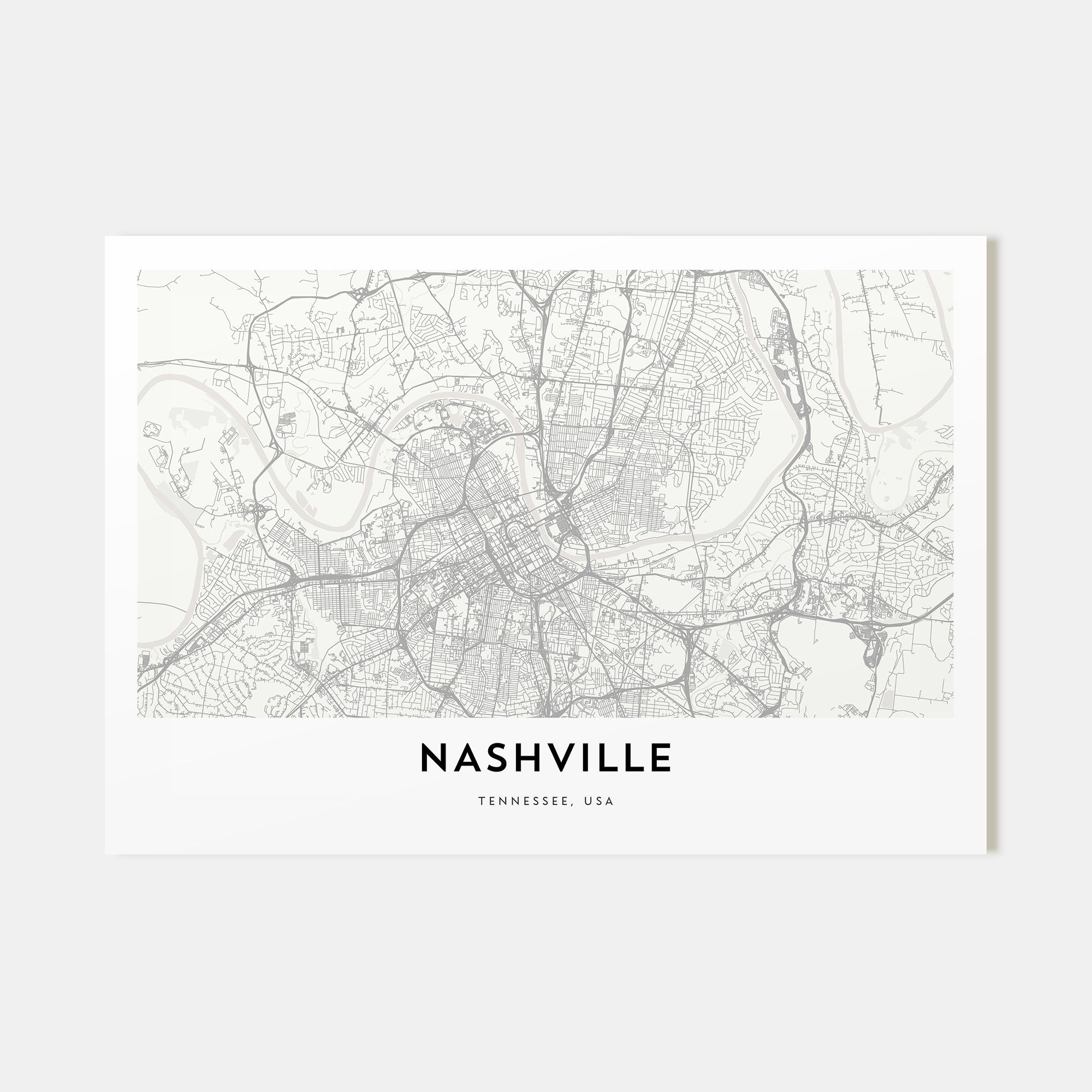 Nashville Map Landscape Poster