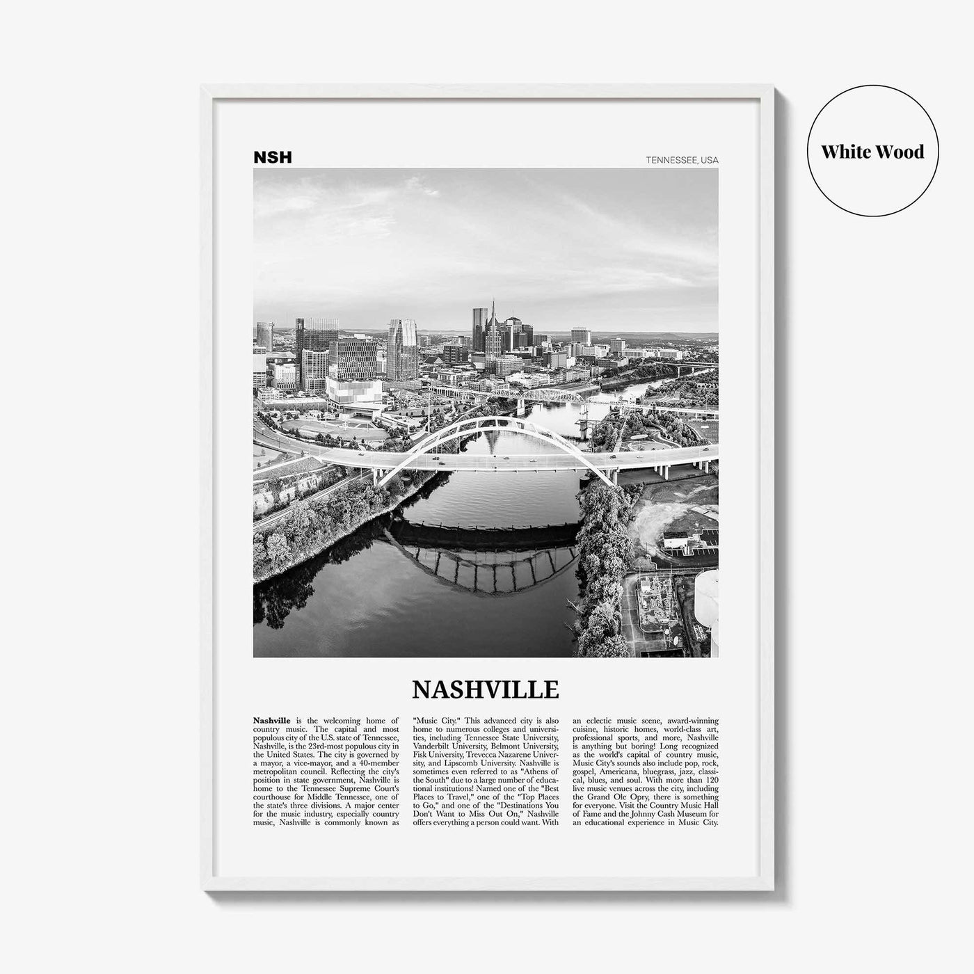 Nashville Print Black and White No 1, Nashville Wall Art, Nashville Poster, Nashville Photo, Tennessee, USA, United States, North America