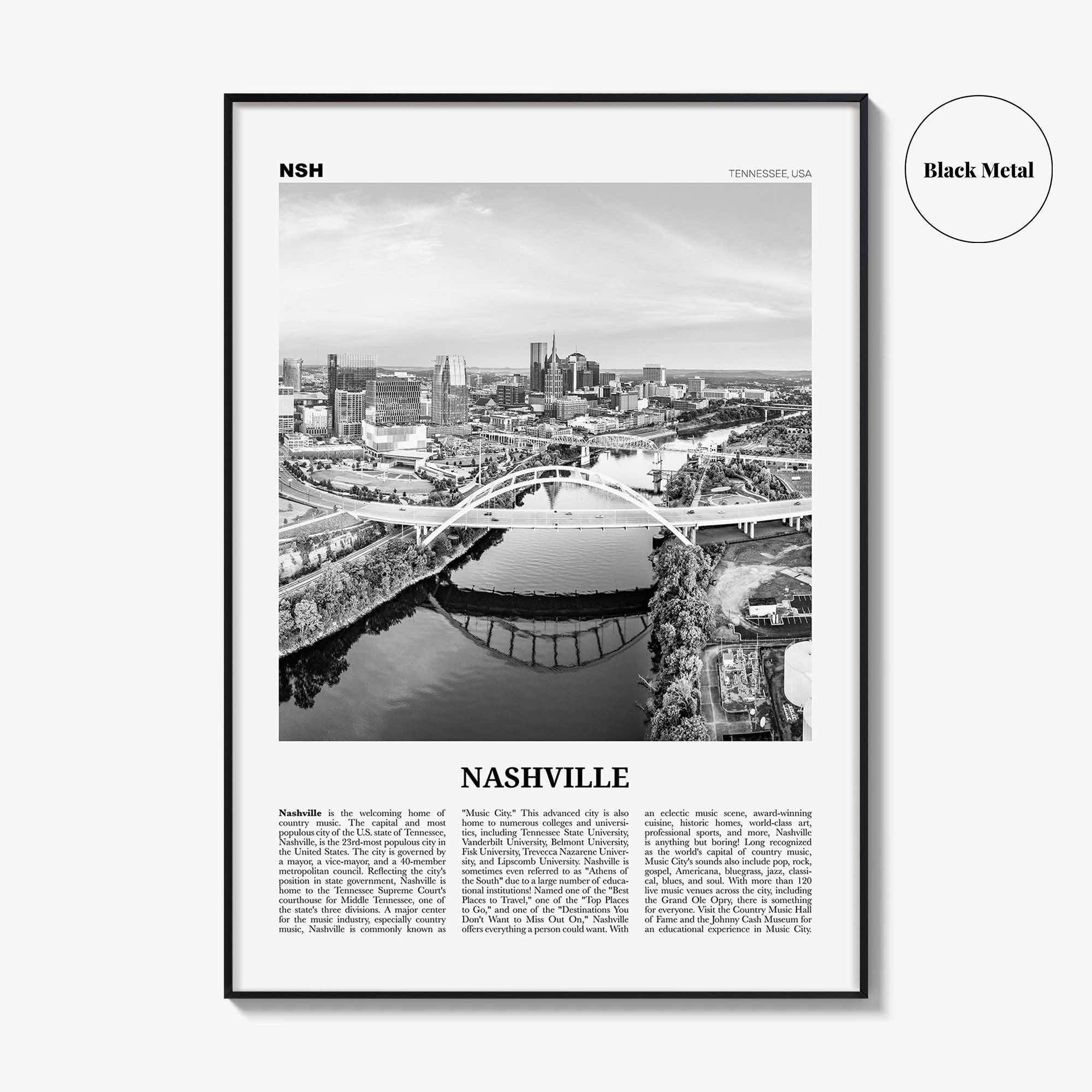 Nashville Print Black and White No 1, Nashville Wall Art, Nashville Poster, Nashville Photo, Tennessee, USA, United States, North America