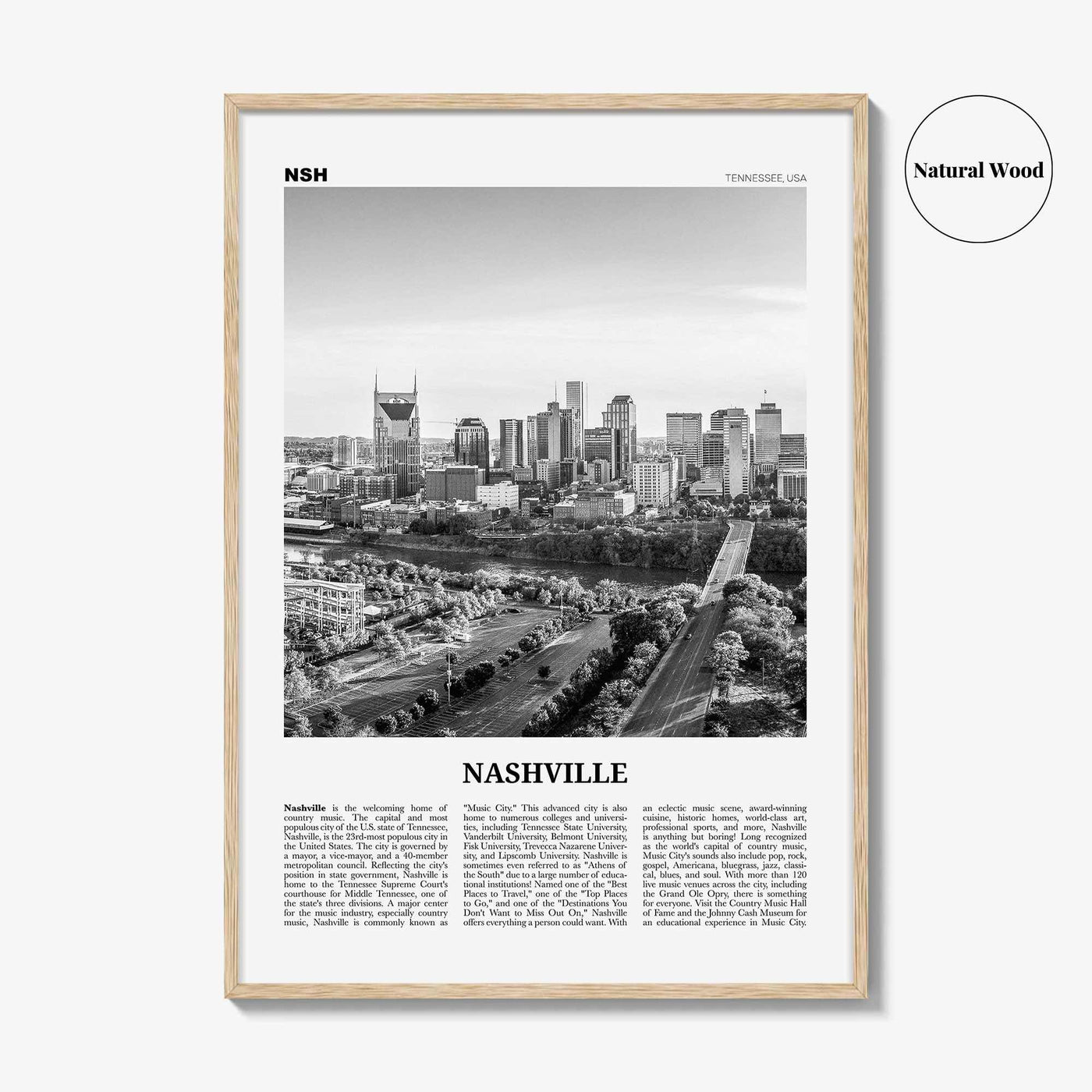 Nashville Print Black and White No 2, Nashville Wall Art, Nashville Poster, Nashville Photo, Tennessee, USA, United States, North America
