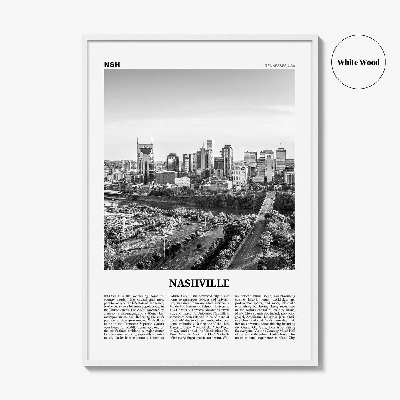 Nashville Print Black and White No 2, Nashville Wall Art, Nashville Poster, Nashville Photo, Tennessee, USA, United States, North America
