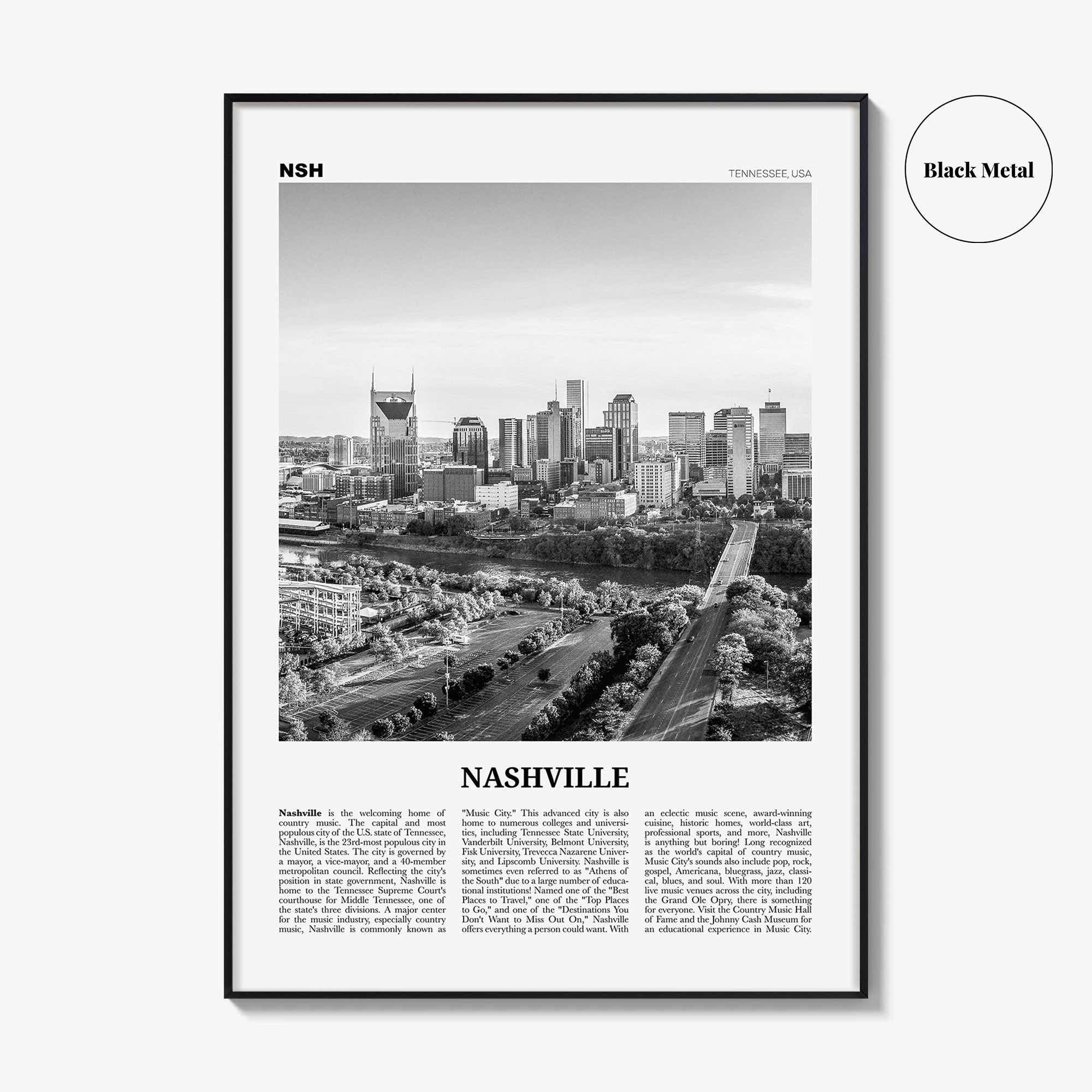 Nashville Print Black and White No 2, Nashville Wall Art, Nashville Poster, Nashville Photo, Tennessee, USA, United States, North America