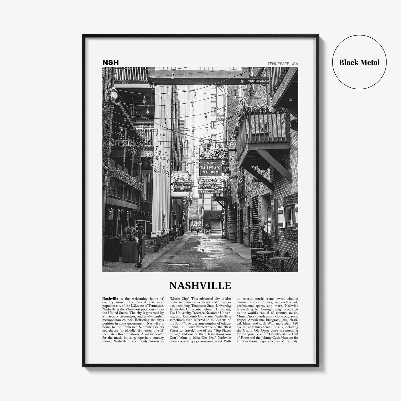 Nashville Print Black and White No 3, Nashville Wall Art, Nashville Poster, Nashville Photo, Tennessee, USA, United States, North America