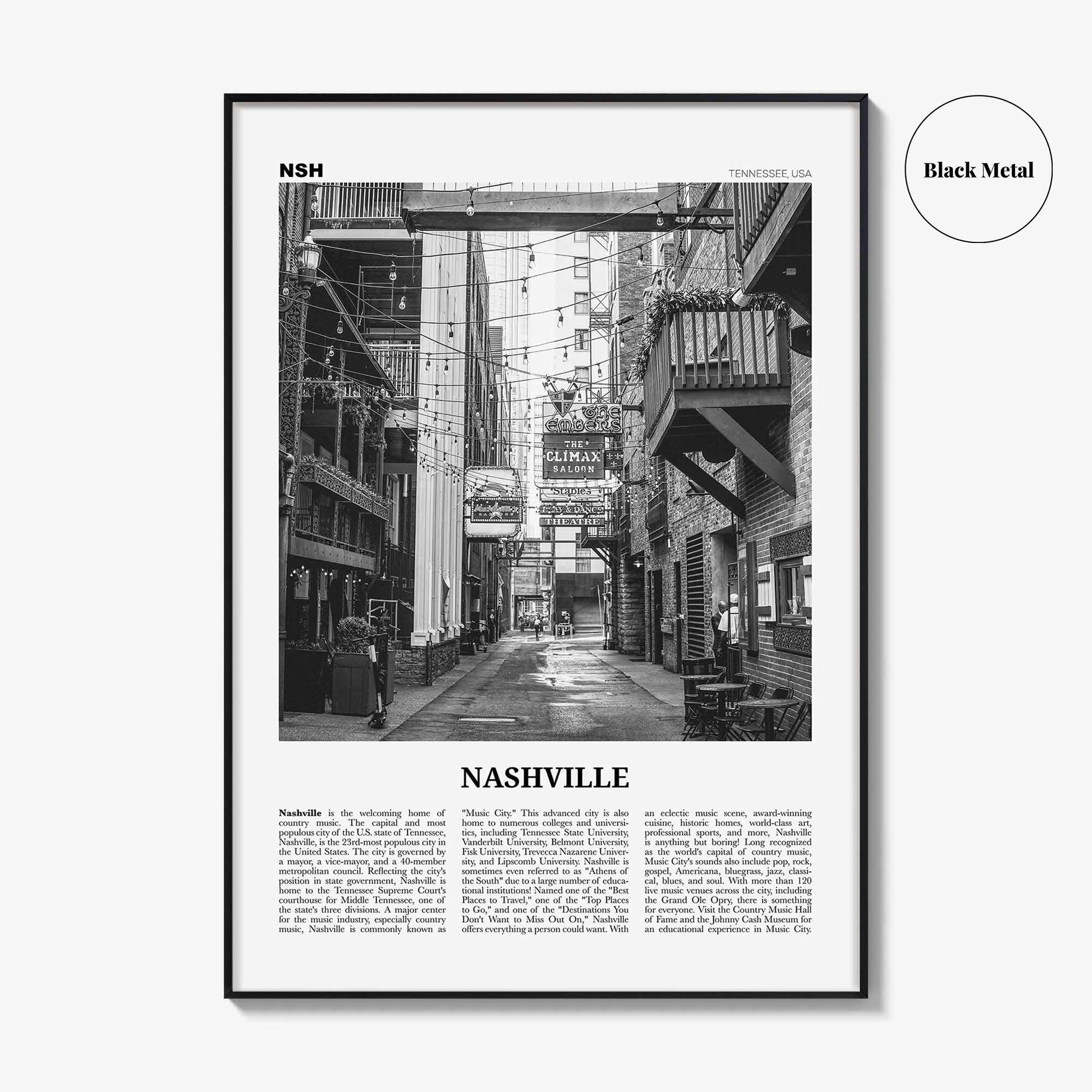 Nashville Print Black and White No 3, Nashville Wall Art, Nashville Poster, Nashville Photo, Tennessee, USA, United States, North America