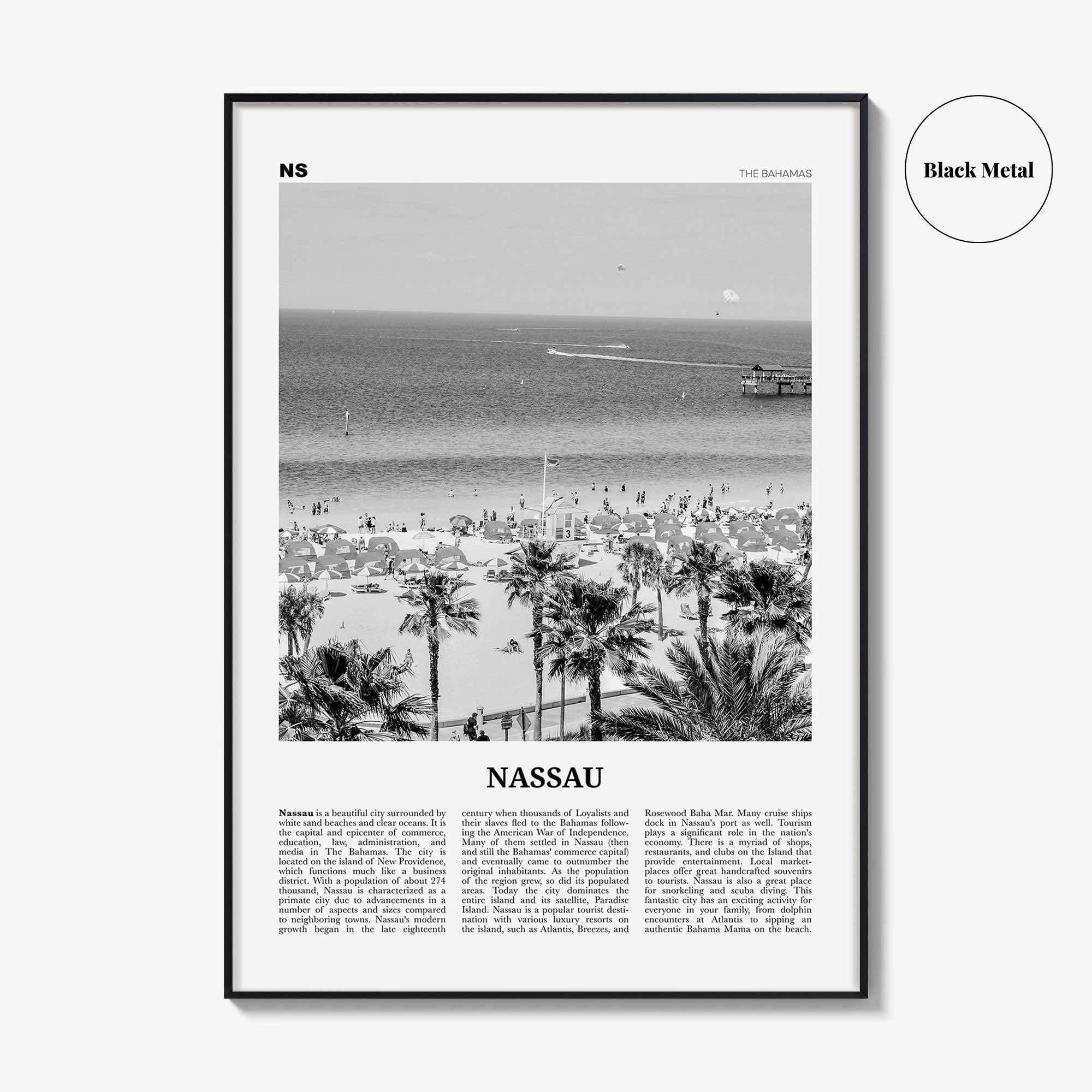 Nassau Print Black and White, Nassau Wall Art, Nassau Poster, Nassau Photo, Nassau Wall Décor, The Bahamas, New Providence